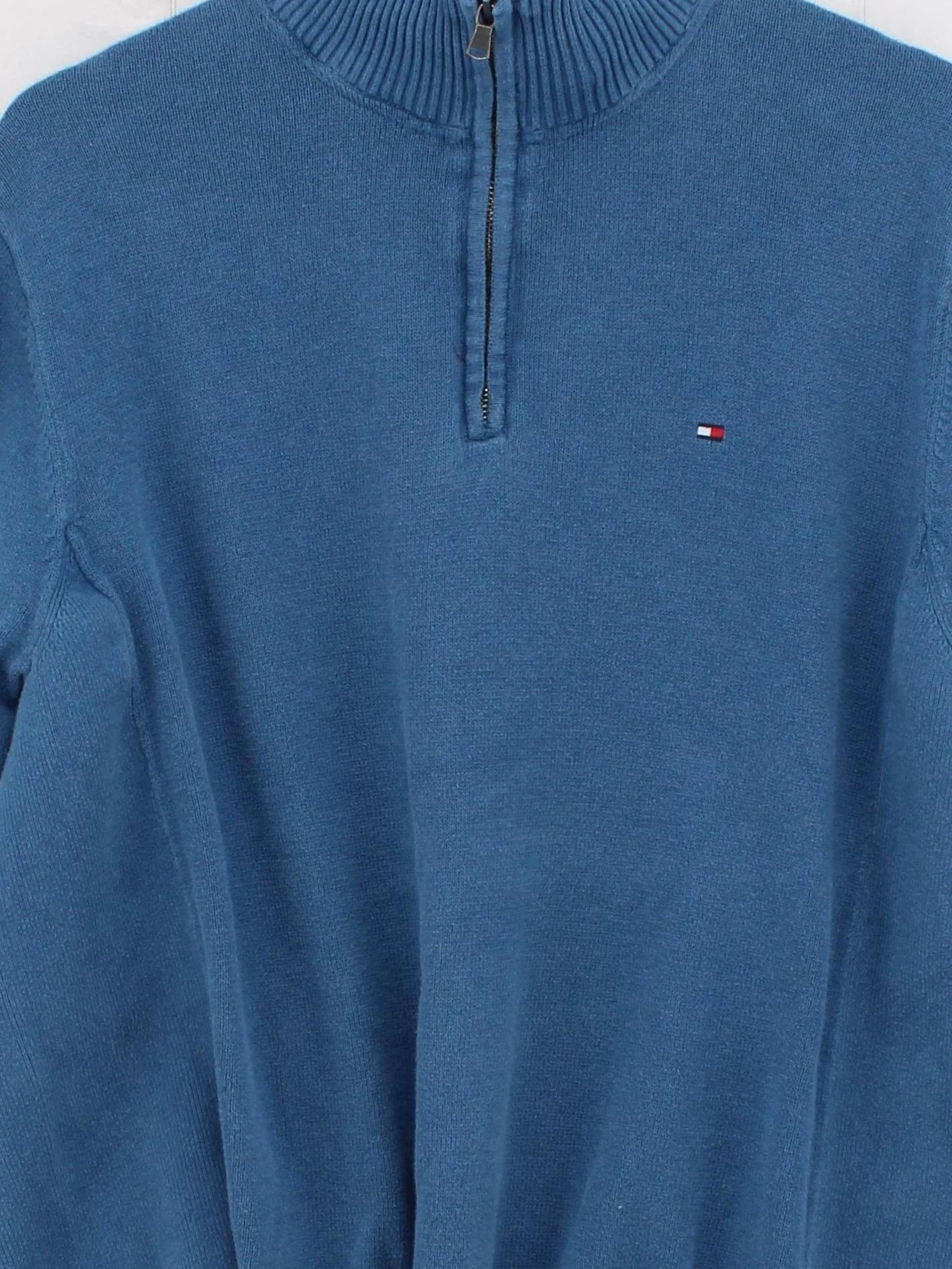 Tommy Hilfiger Men's Jumper XL Blue 100% Cotton Mock Neck Pullover - Image 3