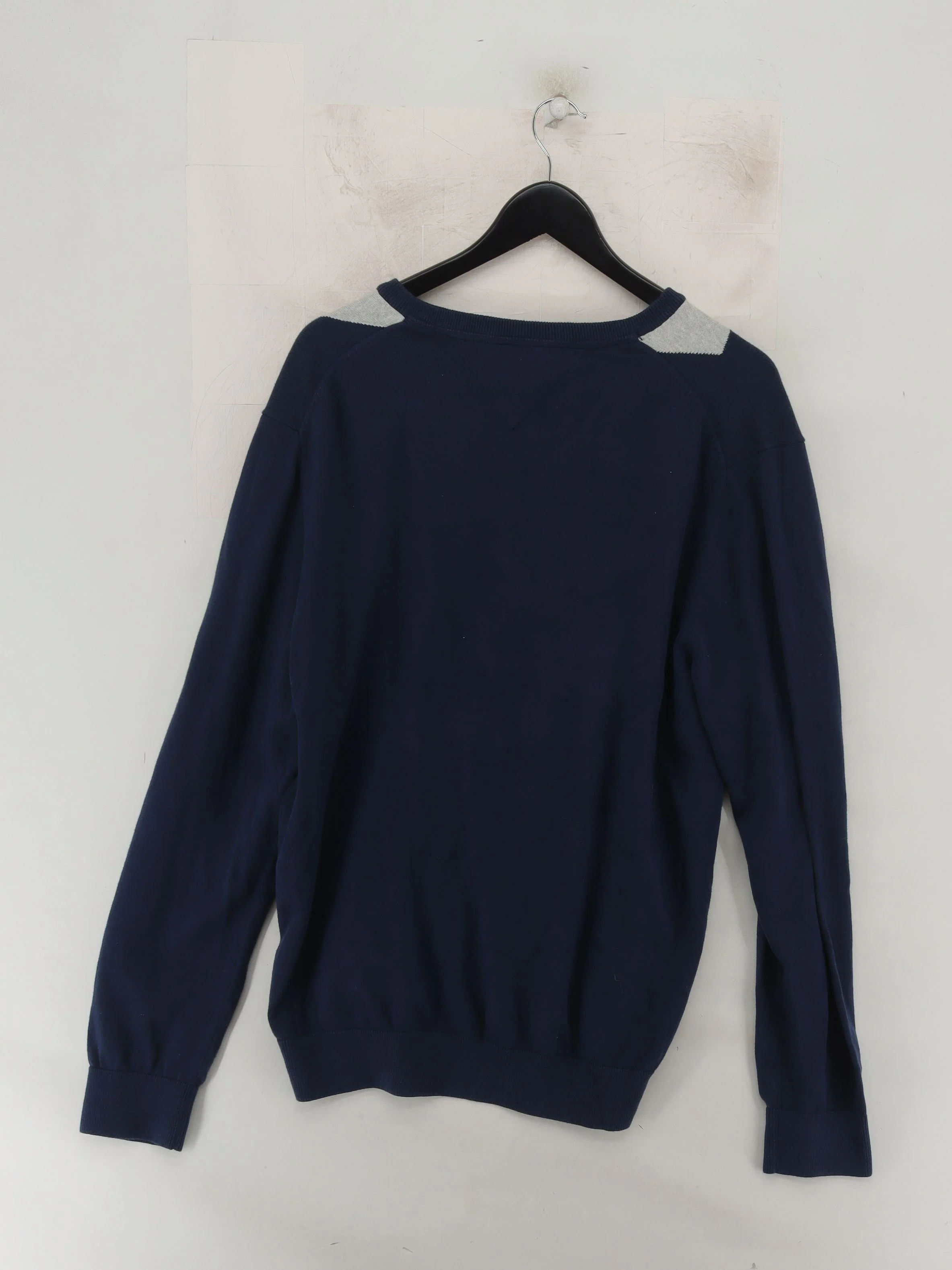 Tommy Hilfiger Men's Jumper XL Blue Argyle 100% Cotton V-Neck Pullover - Image 2