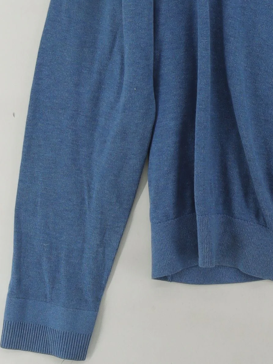 Tommy Hilfiger Men's Jumper XL Blue Cotton with Silk Round Neck Pullover - Image 4
