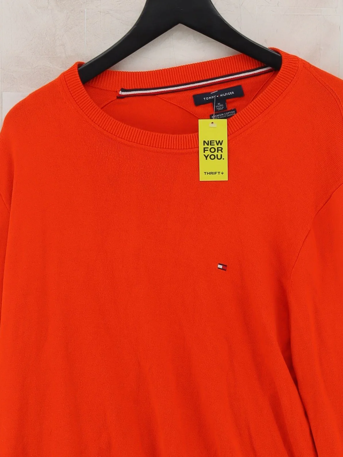 Tommy Hilfiger Men's Jumper XL Orange 100% Cotton Crew Neck Pullover - Image 3