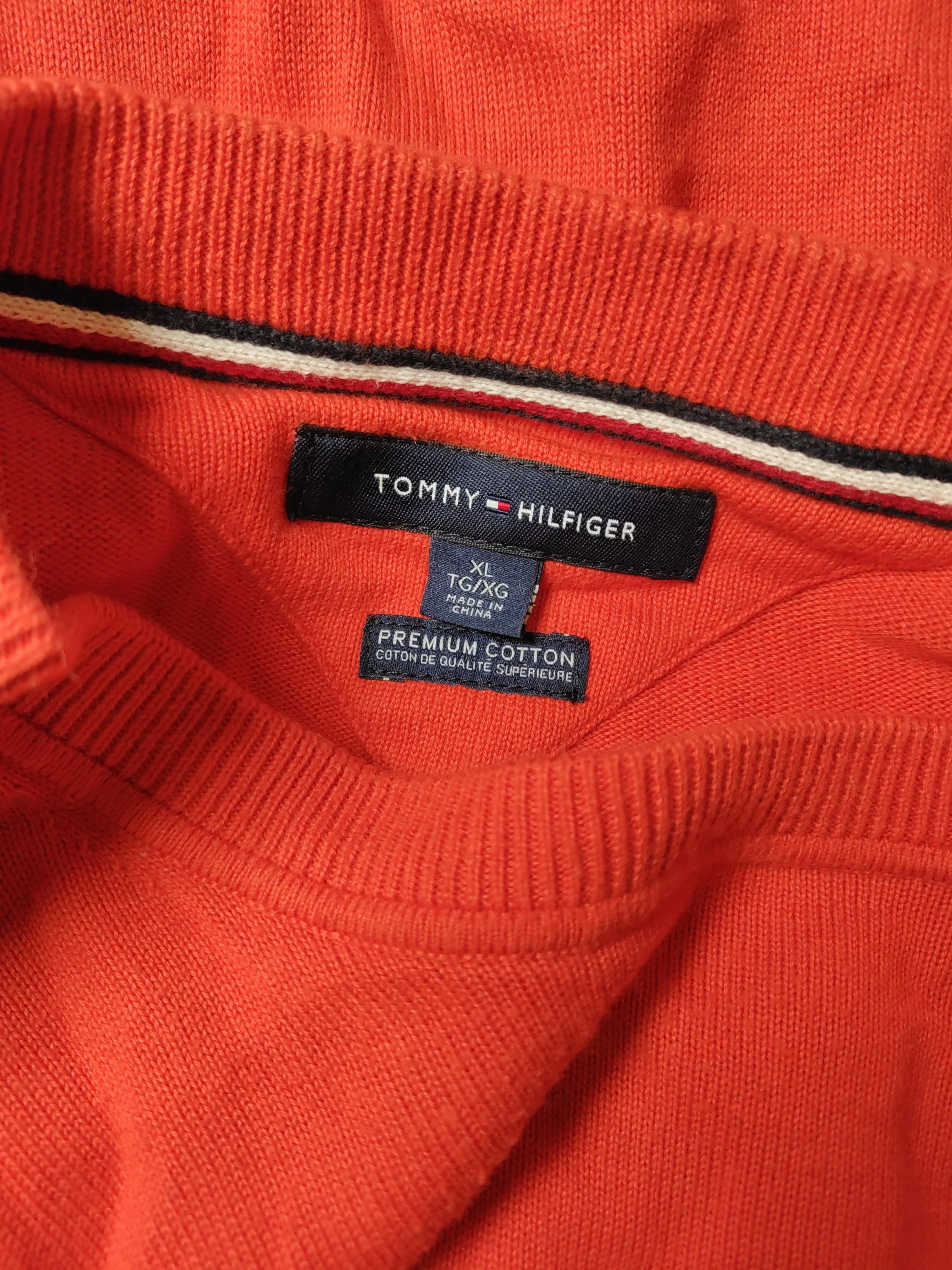 Tommy Hilfiger Men's Jumper XL Orange 100% Cotton Crew Neck Pullover - Image 5