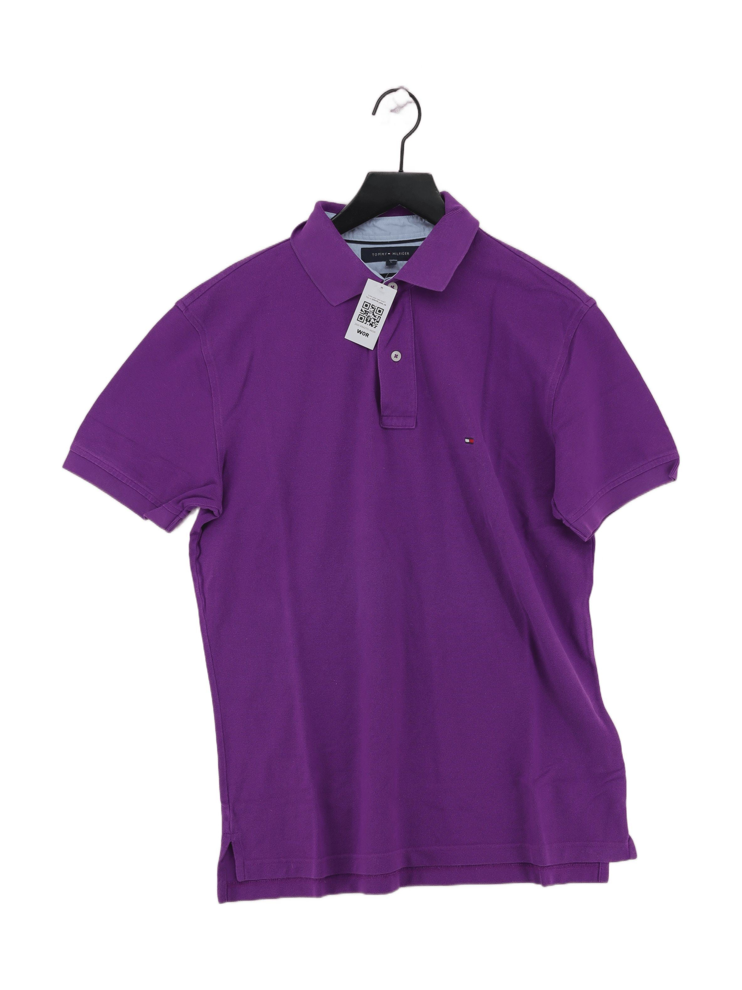 Tommy Hilfiger Men's Polo L Purple 100% Cotton Basic