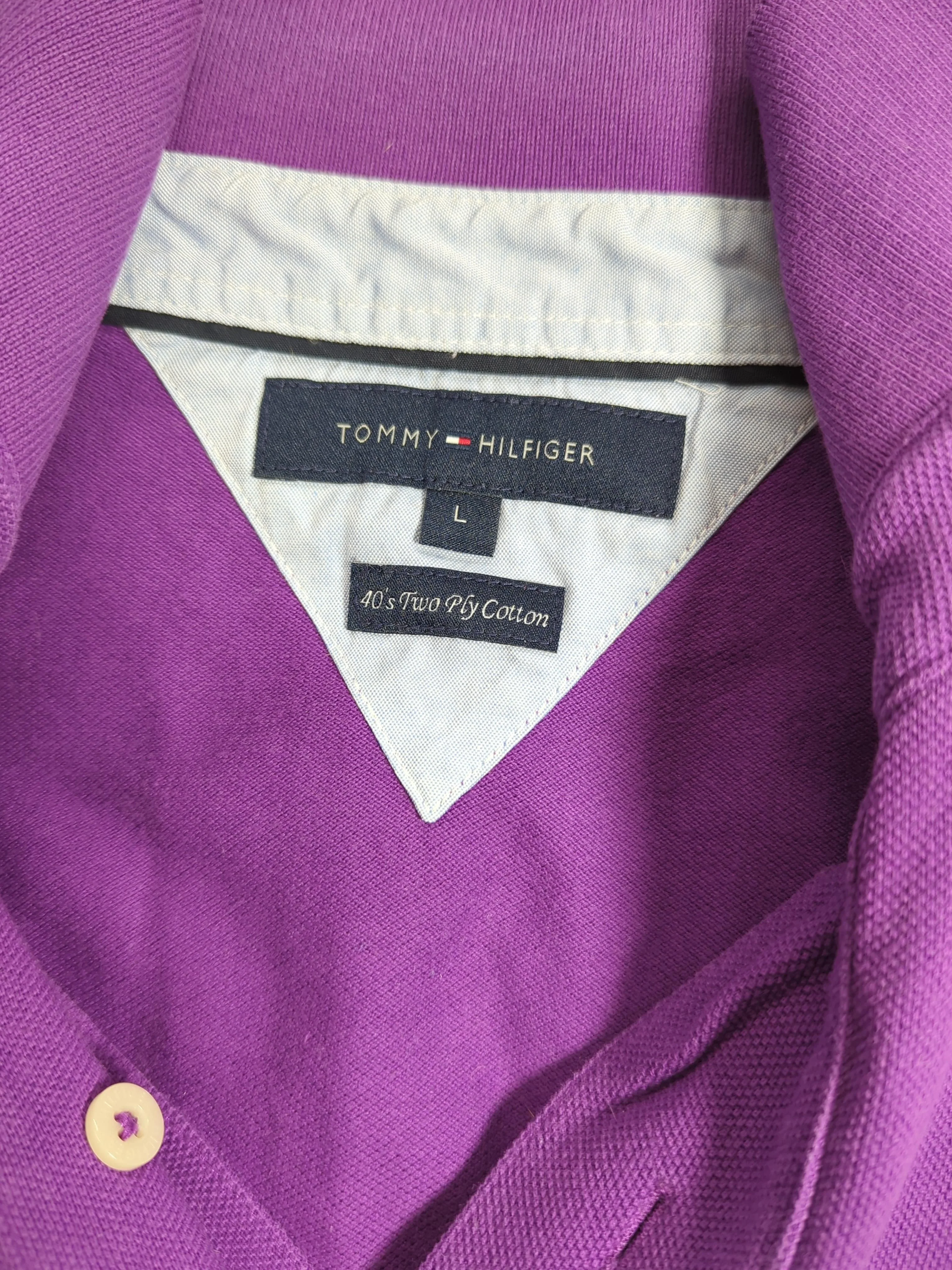 Tommy Hilfiger Men's Polo L Purple 100% Cotton Basic - Image 5
