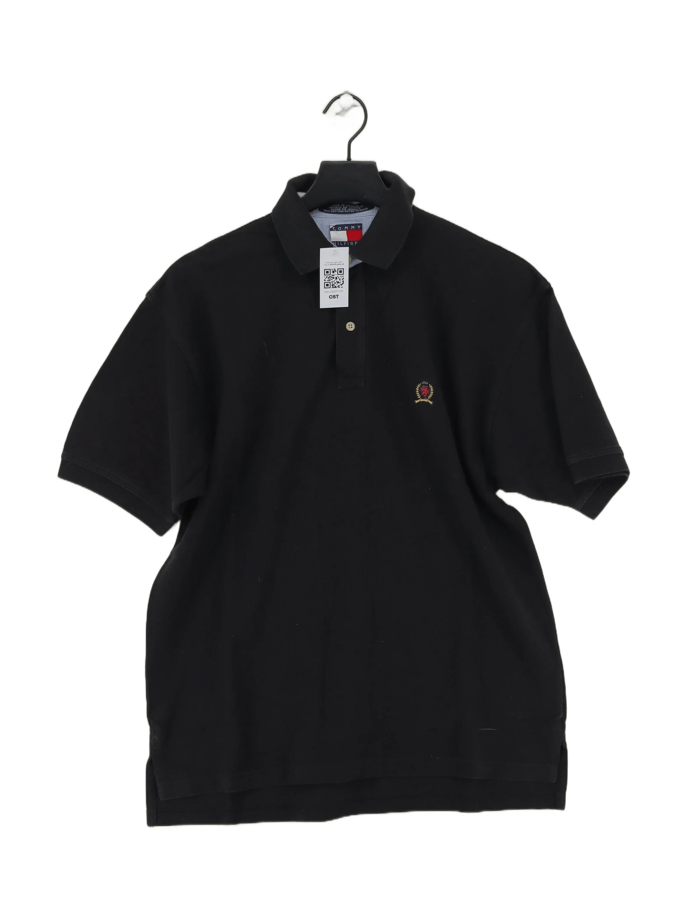 Tommy Hilfiger Men's Polo M Black 100% Cotton Basic