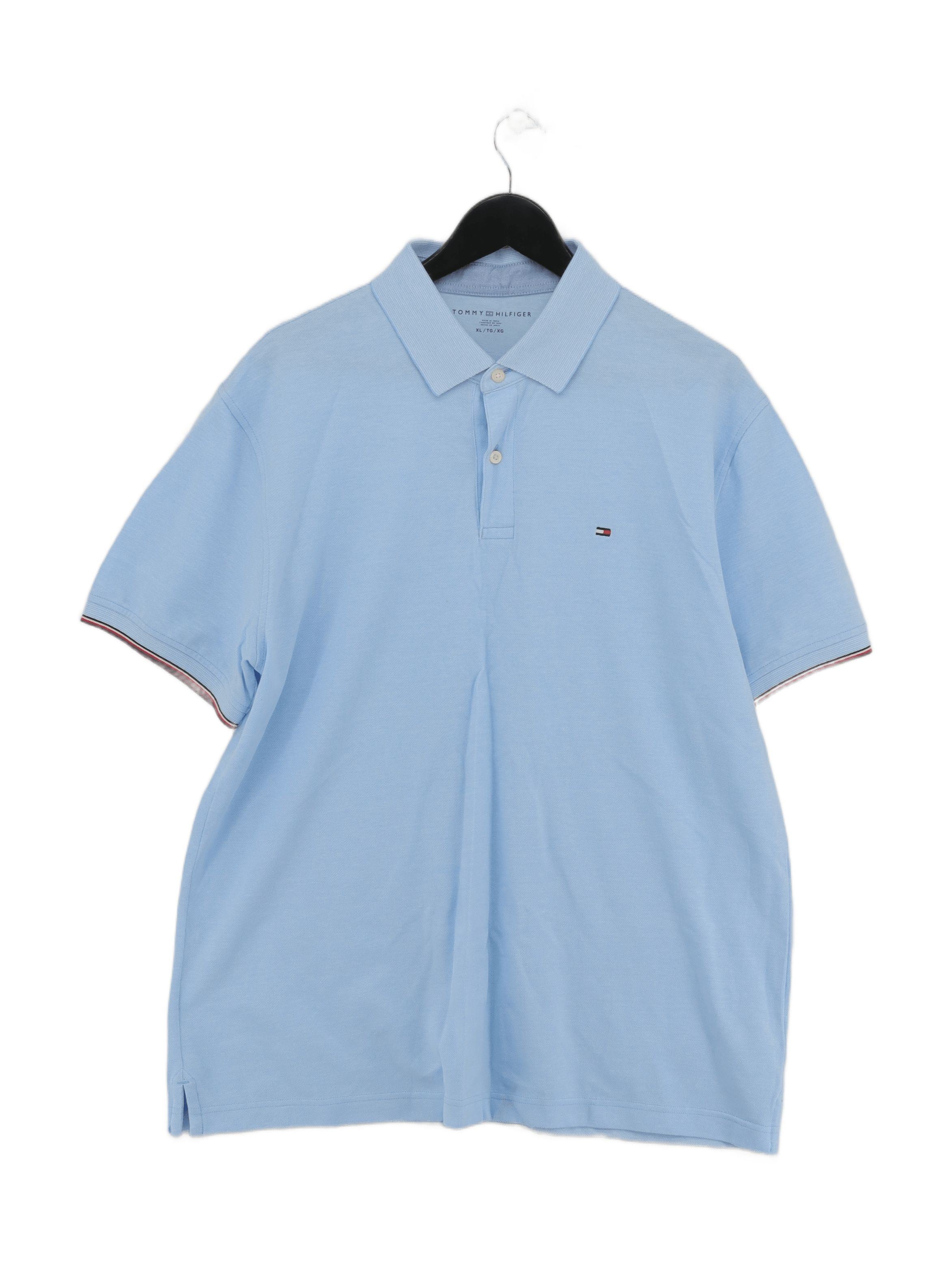 Tommy Hilfiger Men's Polo XL Blue 100% Cotton Basic