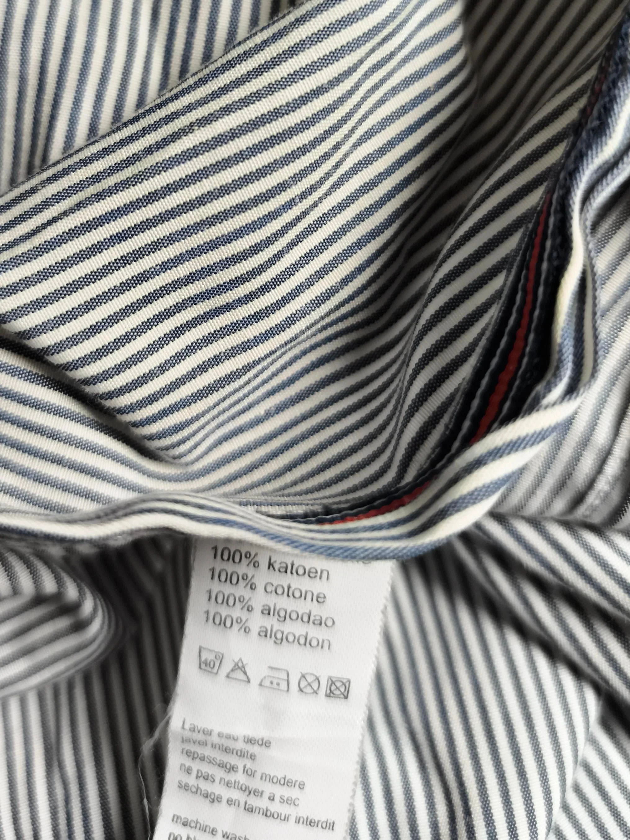 Tommy Hilfiger Men's Shirt Chest: 57 in Blue Striped 100% Cotton Basic - Image 6