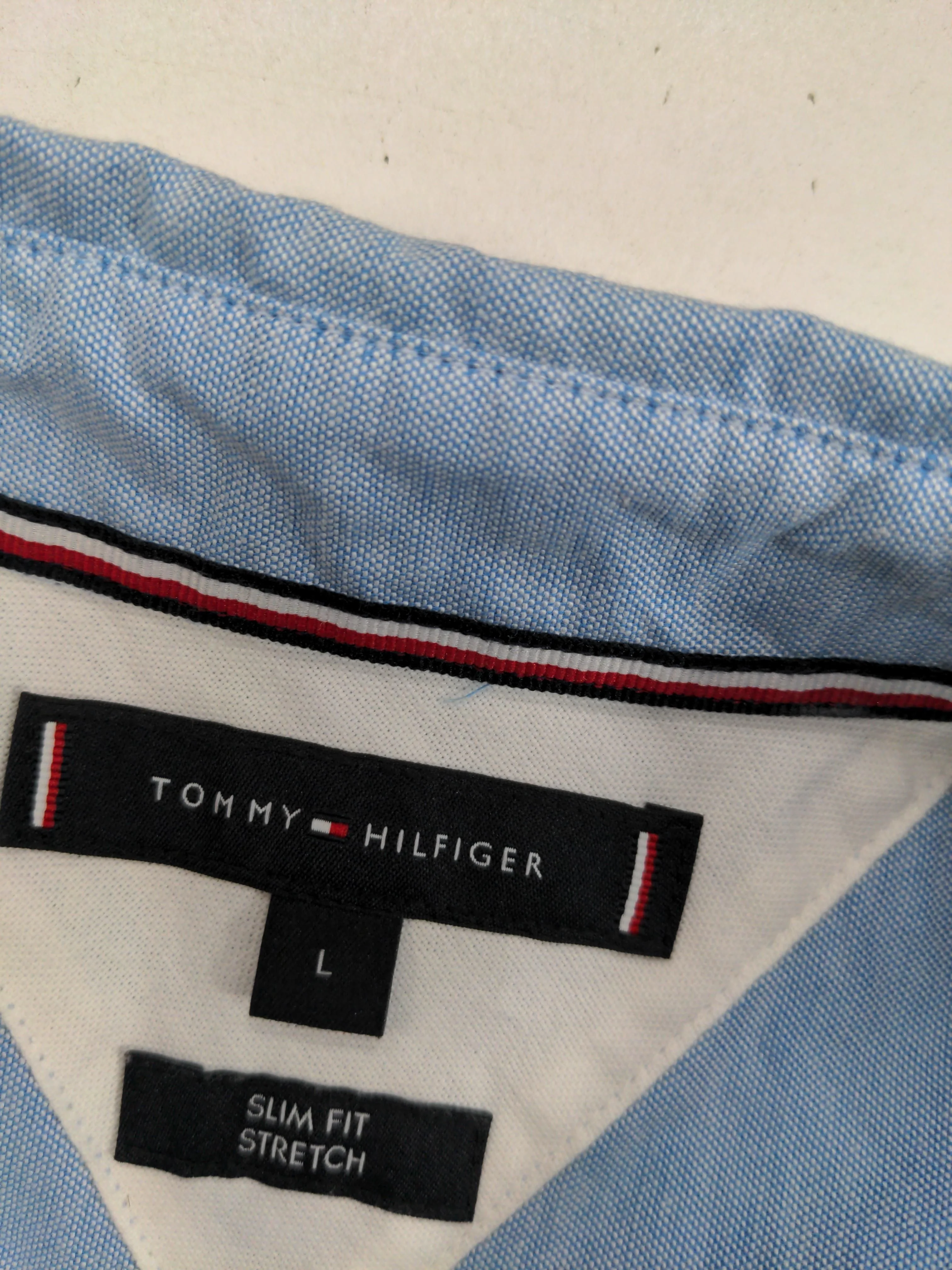 Tommy Hilfiger Men's Shirt L Blue 100% Other Basic - Image 5