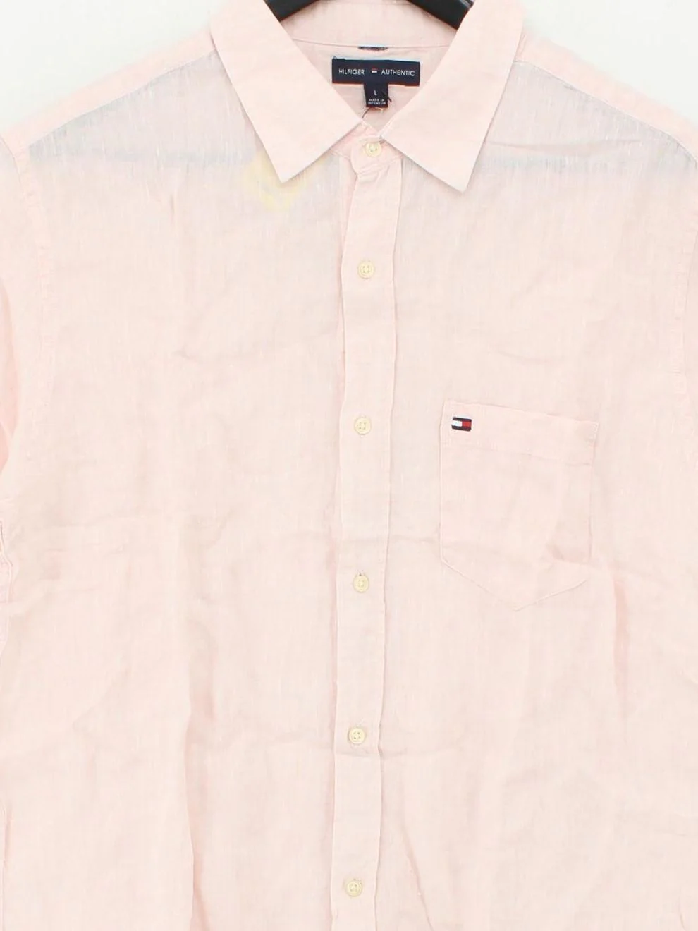 Tommy Hilfiger Men's Shirt L Pink 100% Linen Basic - Image 3