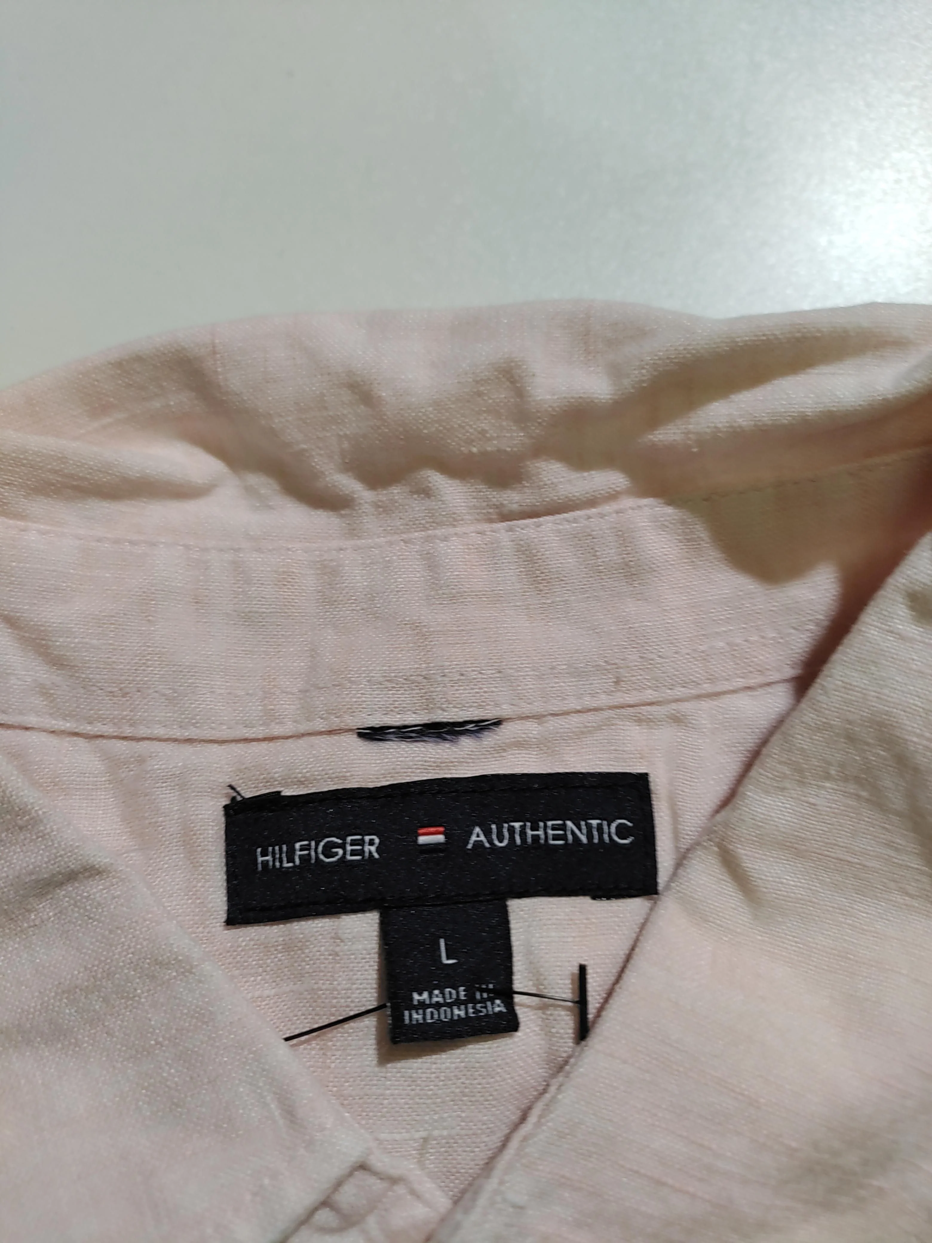 Tommy Hilfiger Men's Shirt L Pink 100% Linen Basic - Image 5