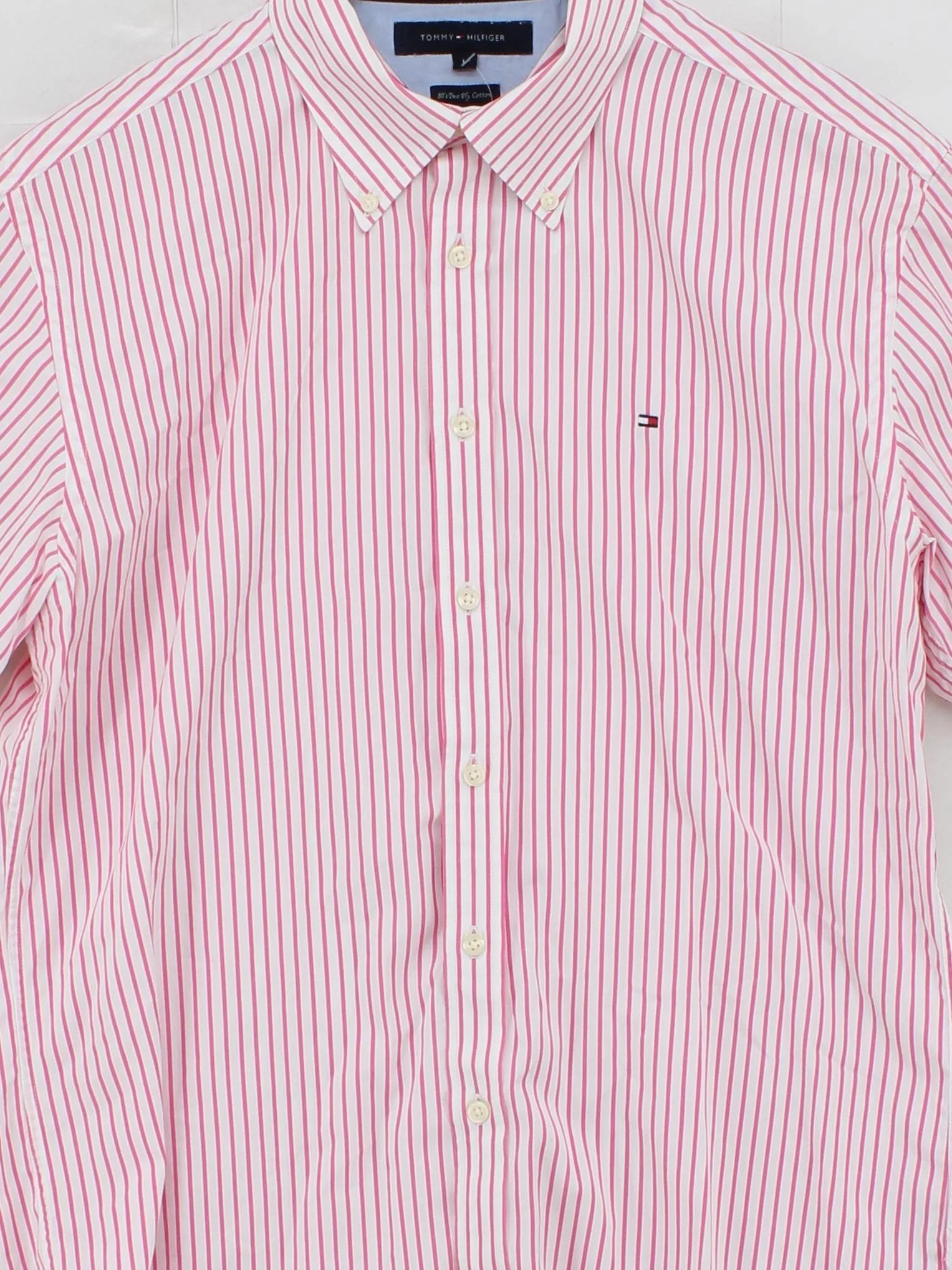Tommy Hilfiger Men's Shirt L Pink Striped 100% Cotton Basic - Image 3