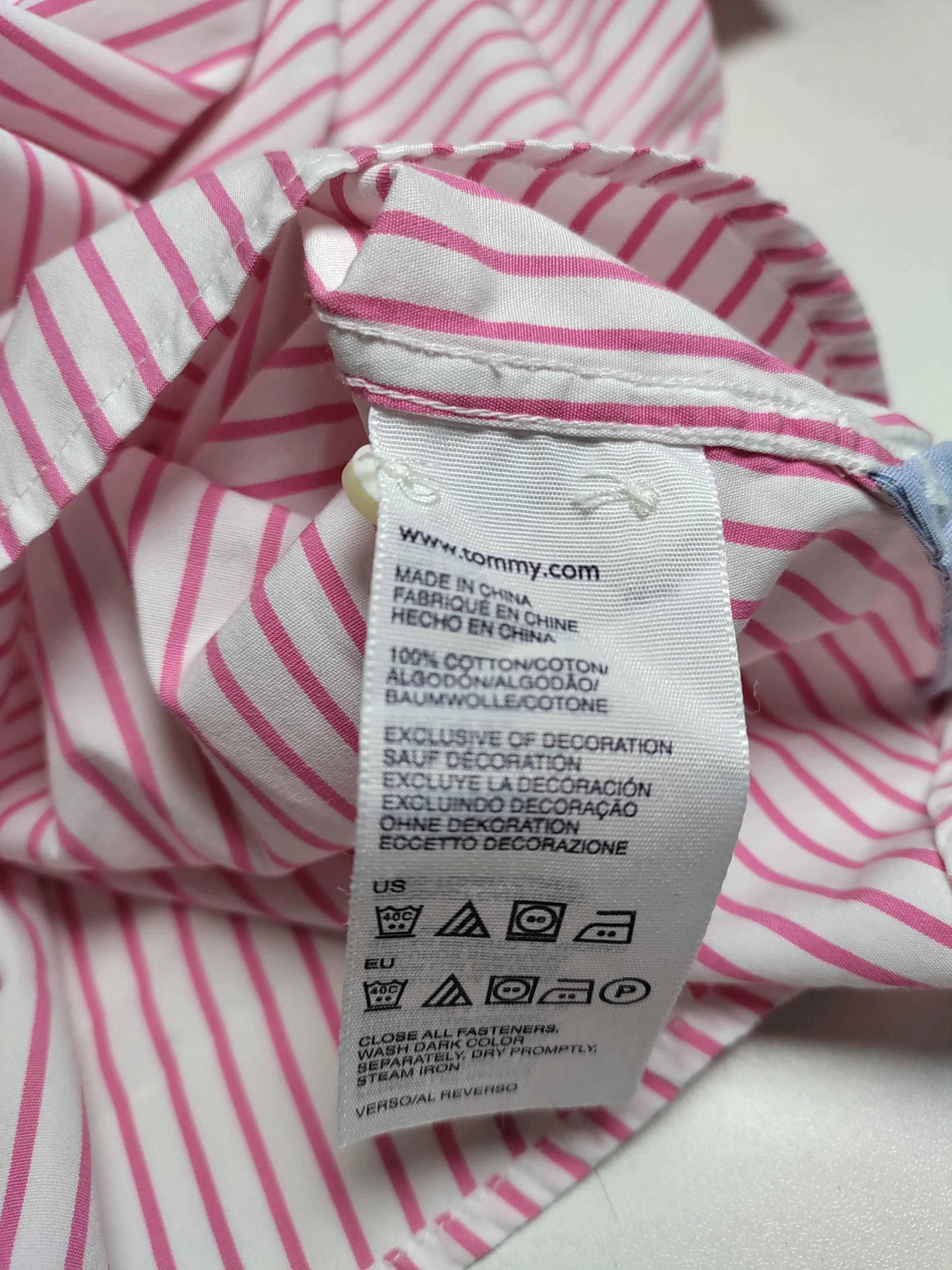 Tommy Hilfiger Men's Shirt L Pink Striped 100% Cotton Basic - Image 6