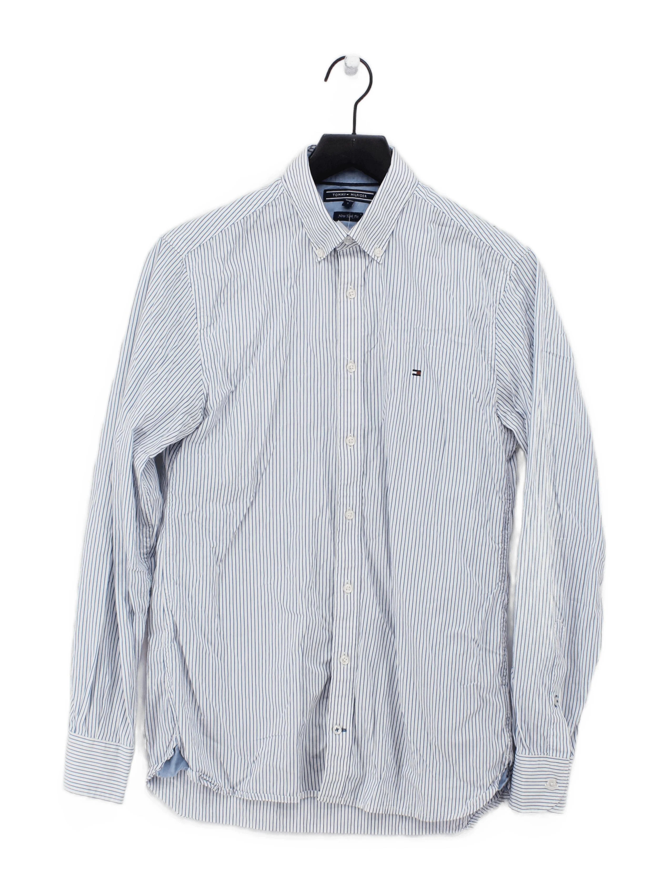 Tommy Hilfiger Men's Shirt S White Striped 100% Cotton Basic