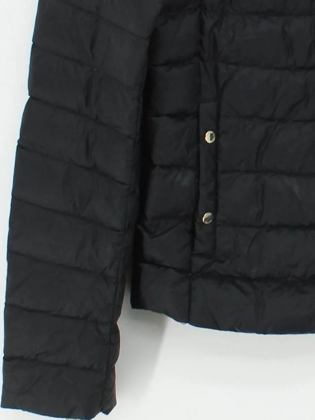 Tommy Hilfiger Women's Coat M Black Polyamide with Animal Fur Quilted - Image 4