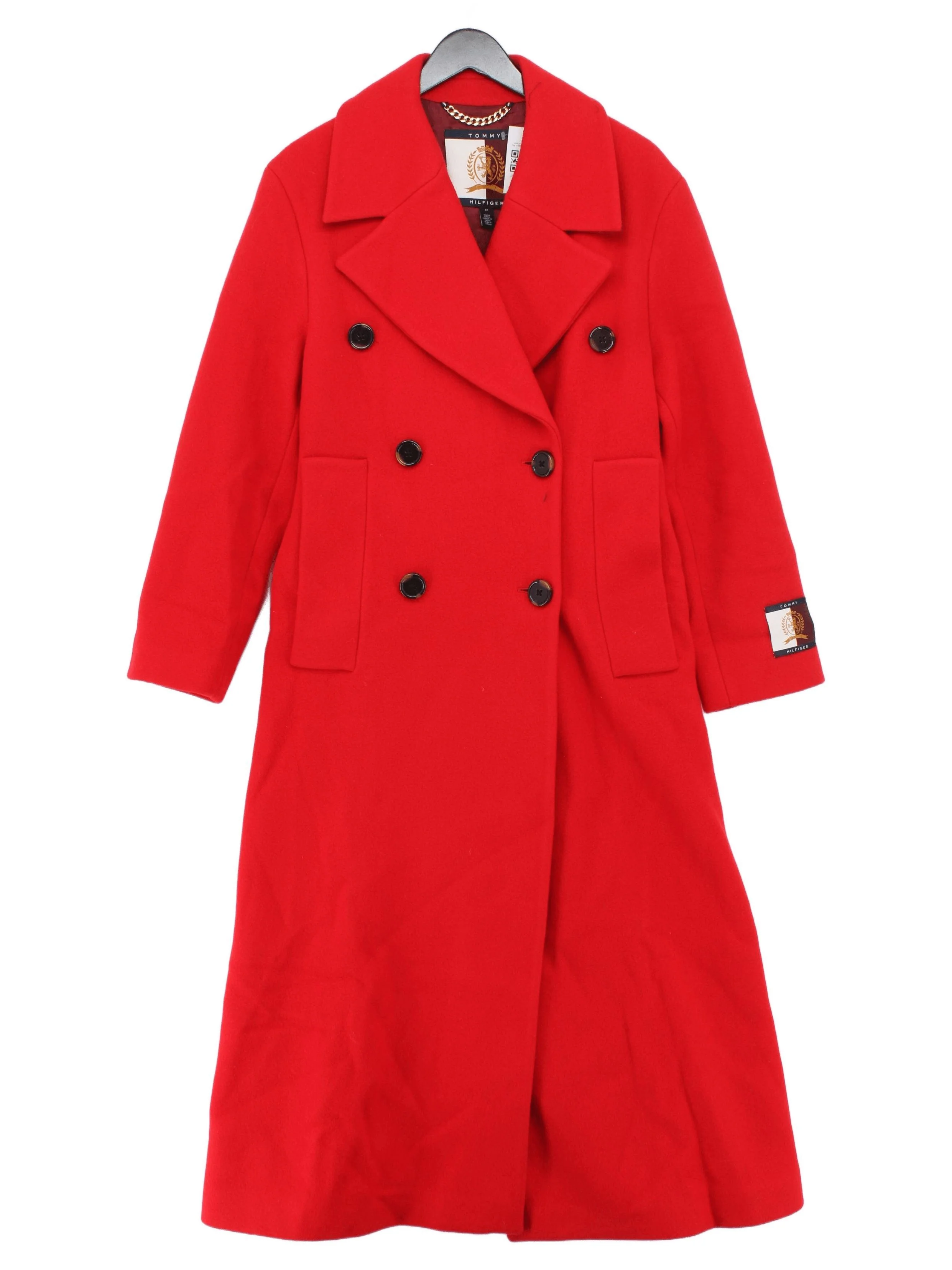 Tommy Hilfiger Women's Coat UK 6 Red Wool with Polyamide Overcoat