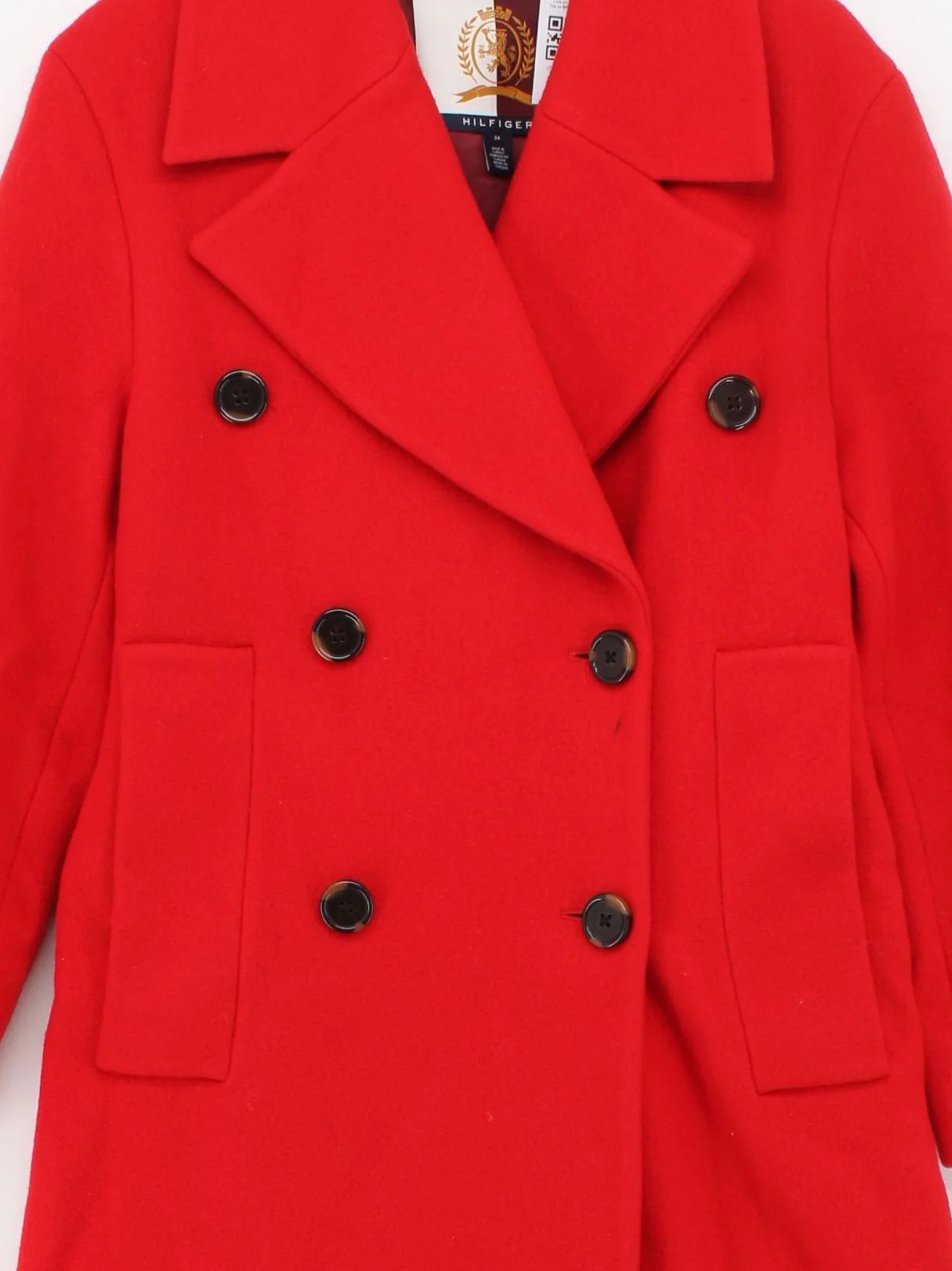 Tommy Hilfiger Women's Coat UK 6 Red Wool with Polyamide Overcoat - Image 3