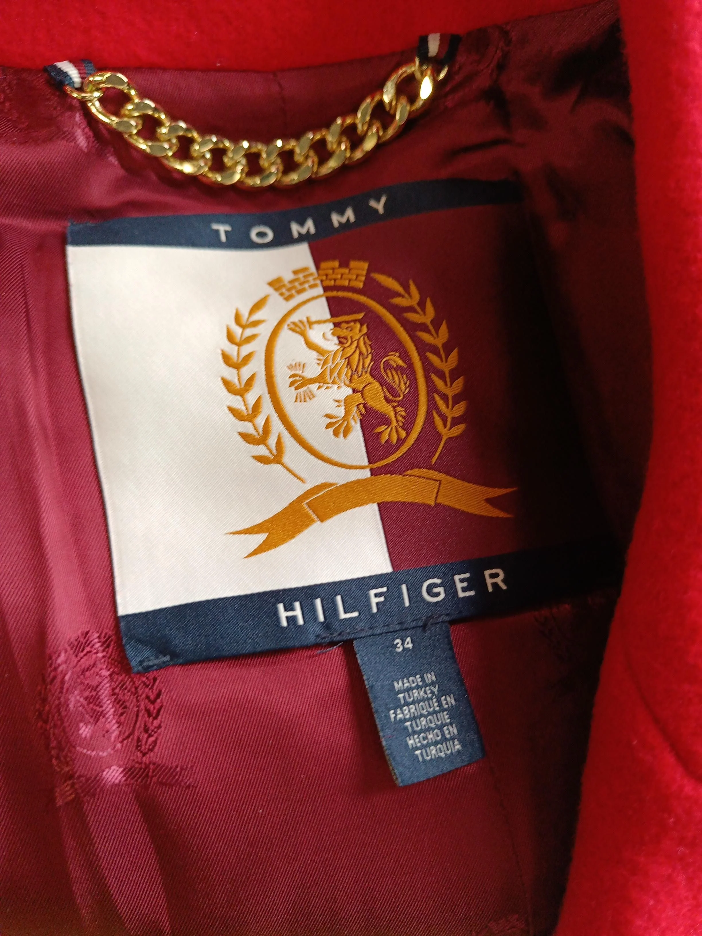 Tommy Hilfiger Women's Coat UK 6 Red Wool with Polyamide Overcoat - Image 5