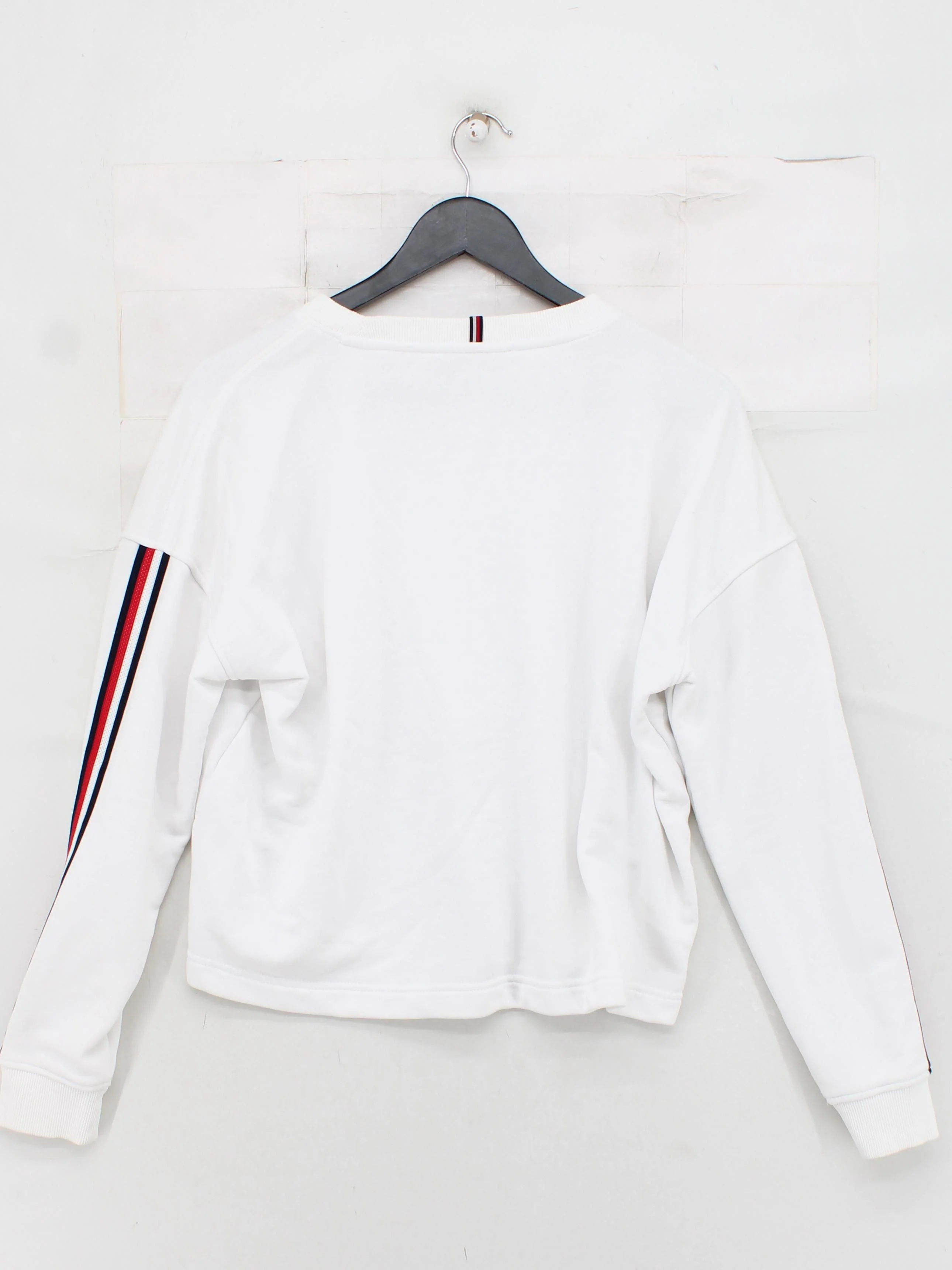 Tommy Hilfiger Women's Hoodie L White Cotton with Polyester Pullover - Image 2