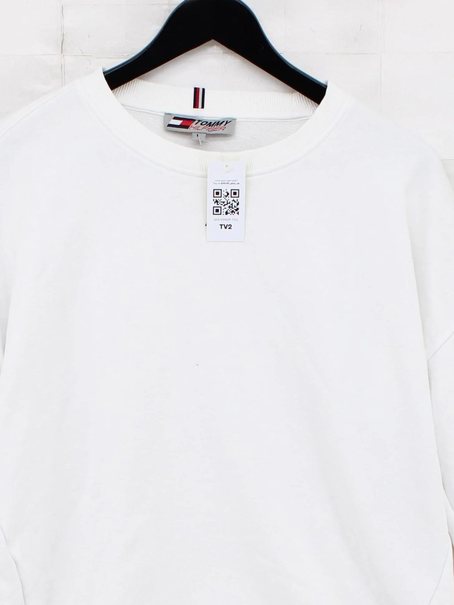 Tommy Hilfiger Women's Hoodie L White Cotton with Polyester Pullover - Image 3