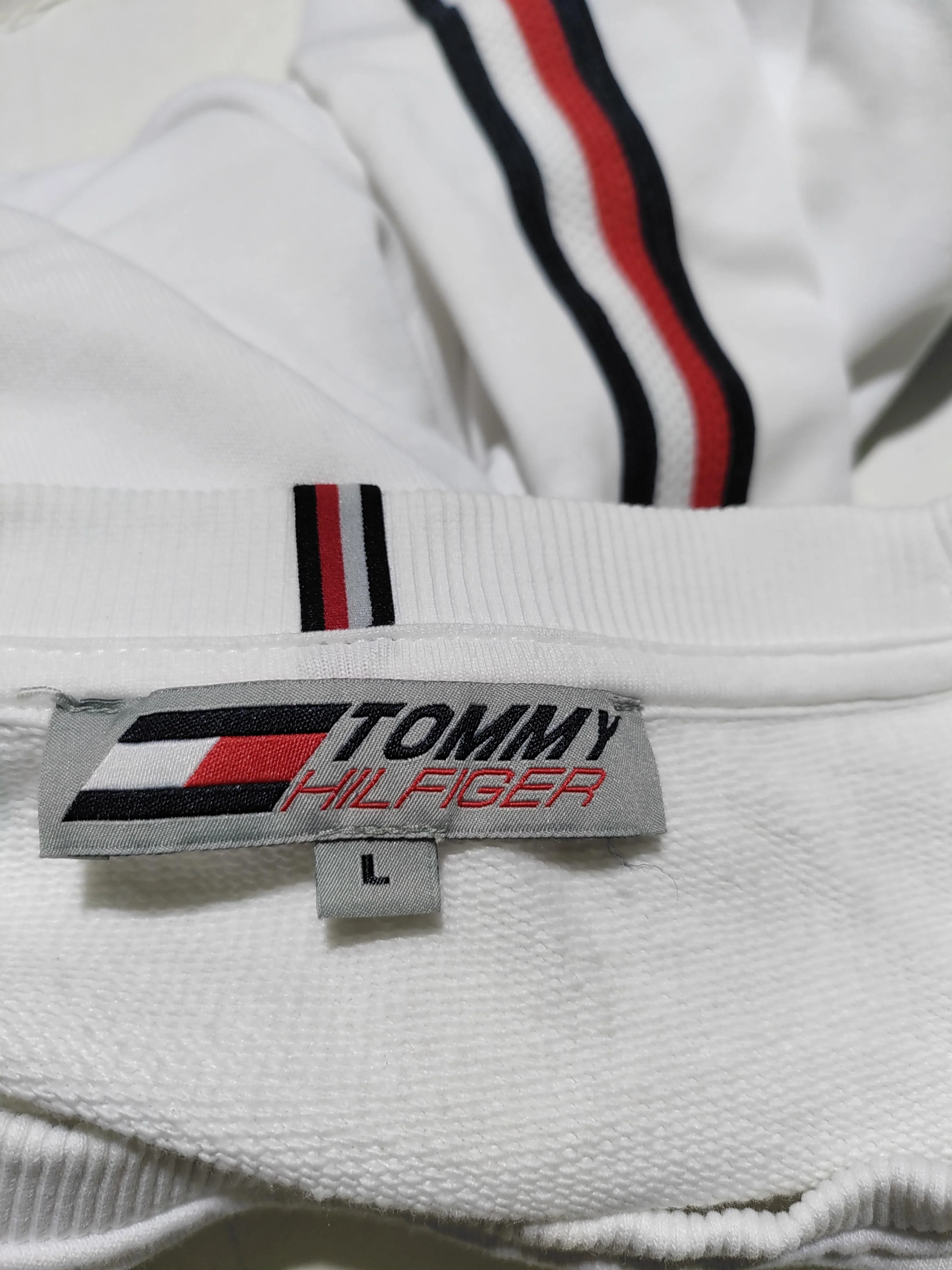 Tommy Hilfiger Women's Hoodie L White Cotton with Polyester Pullover - Image 5