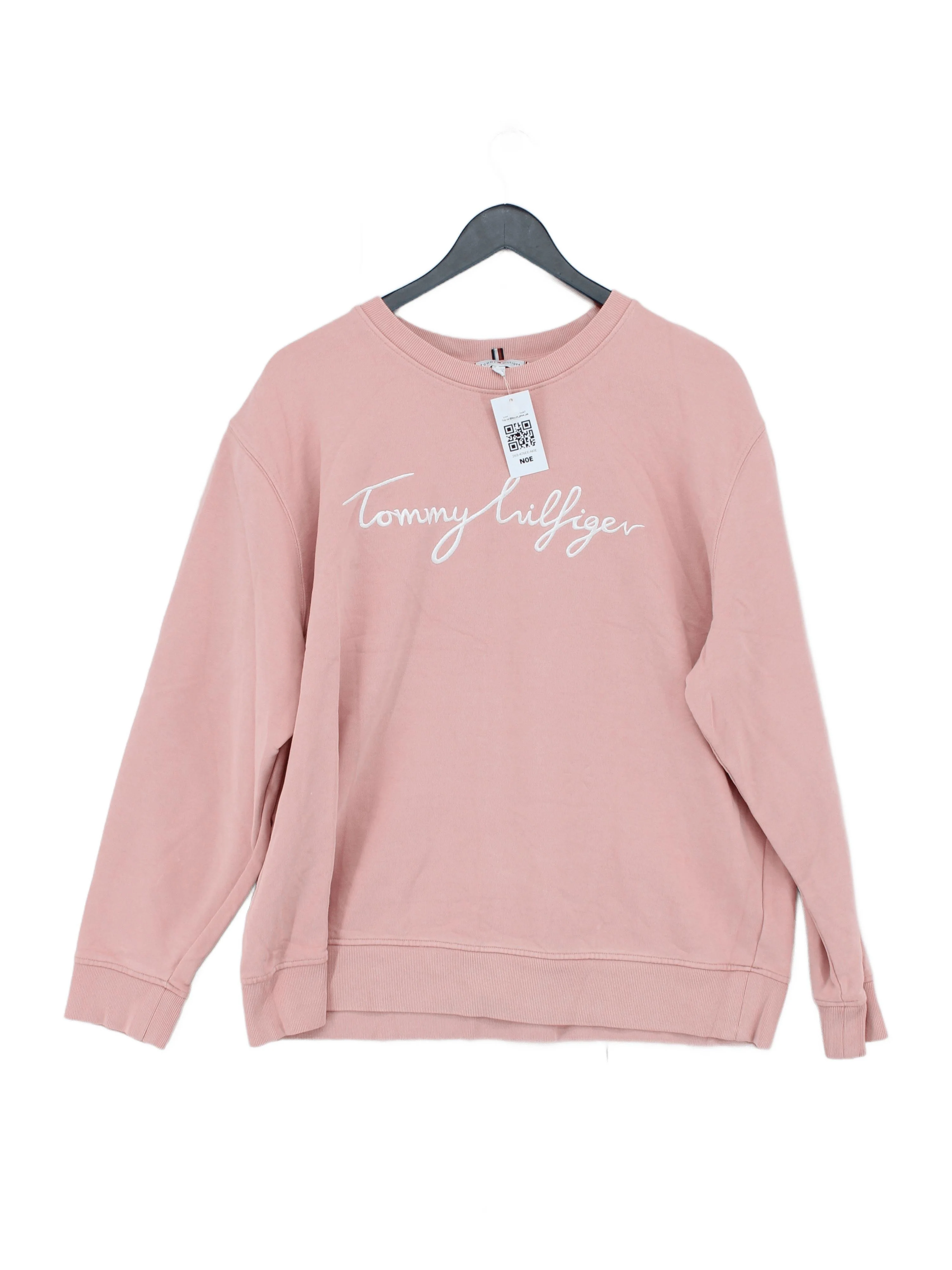 Tommy Hilfiger Women's Hoodie UK 20 Pink Graphic 100% Cotton Pullover