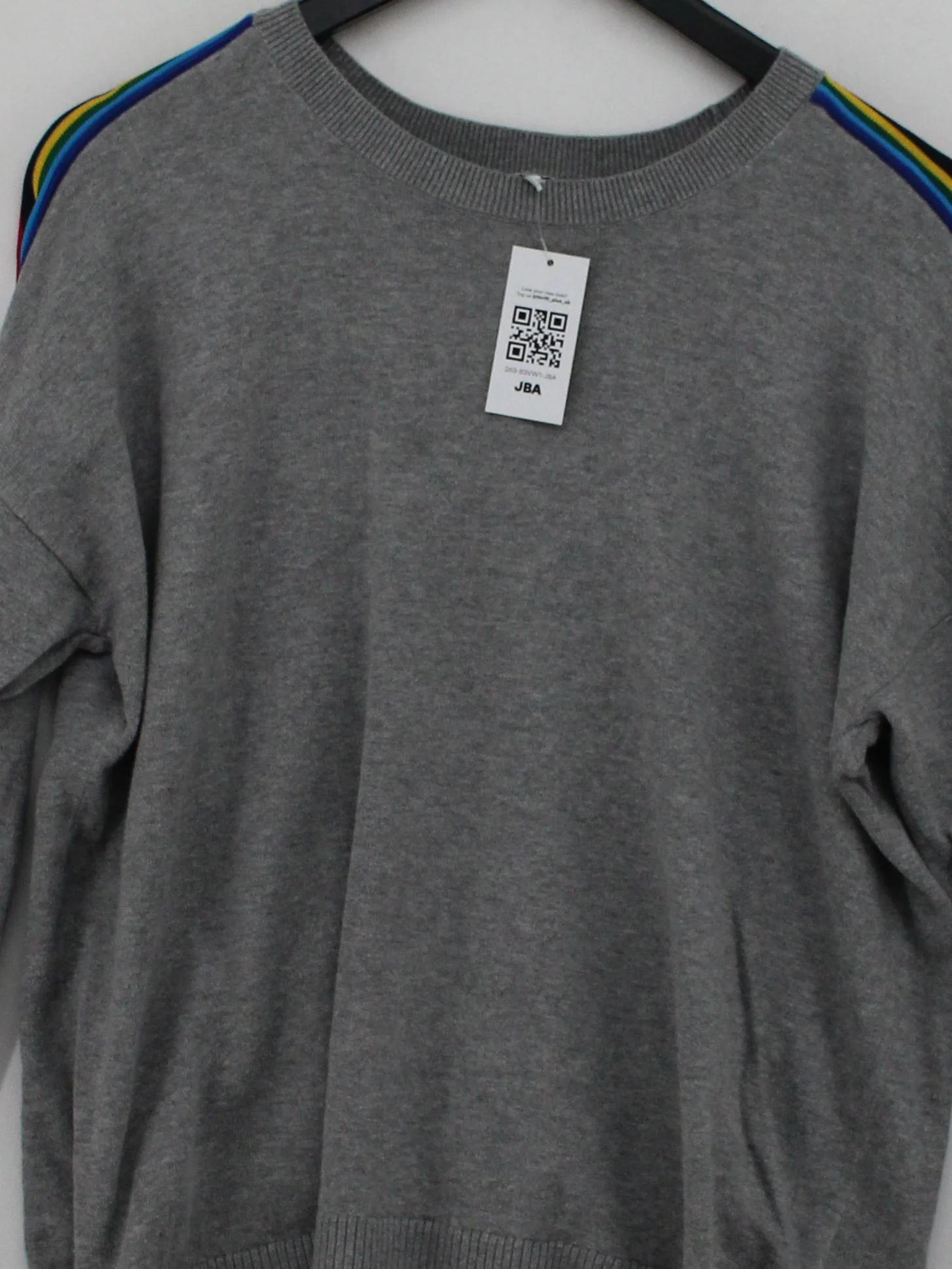 Tommy Hilfiger Women's Jumper L Grey Graphic 100% Other Crew Neck Pullover - Image 3