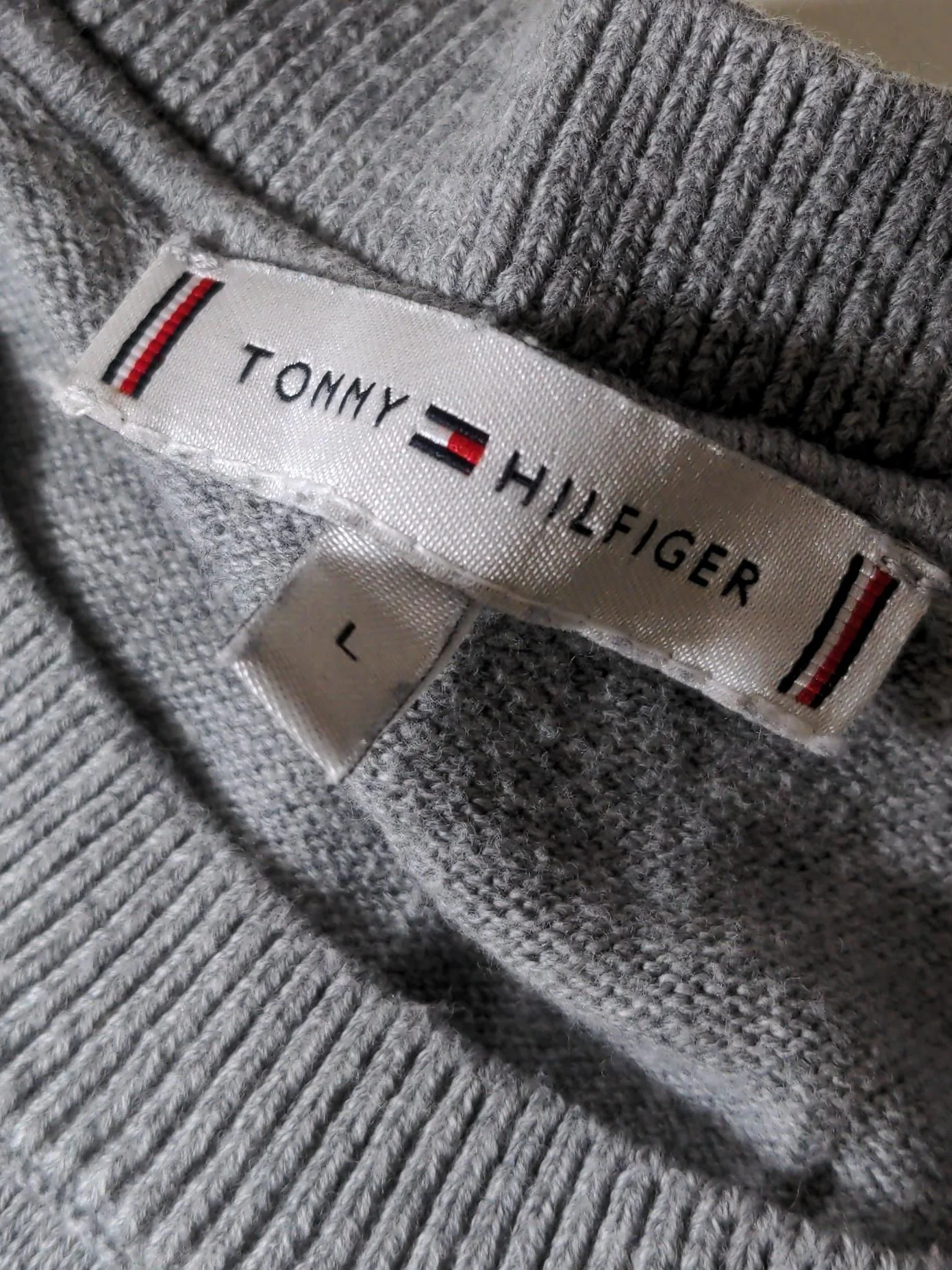 Tommy Hilfiger Women's Jumper L Grey Graphic 100% Other Crew Neck Pullover - Image 5