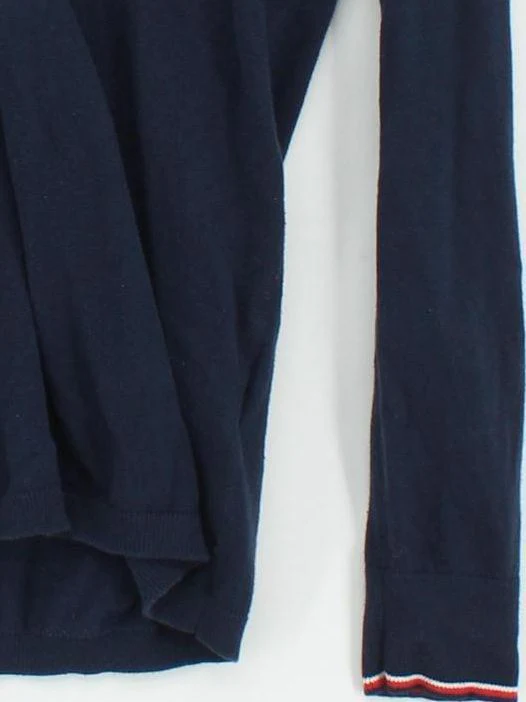 Tommy Hilfiger Women's Jumper M Blue Cotton with Nylon V-Neck Pullover - Image 4