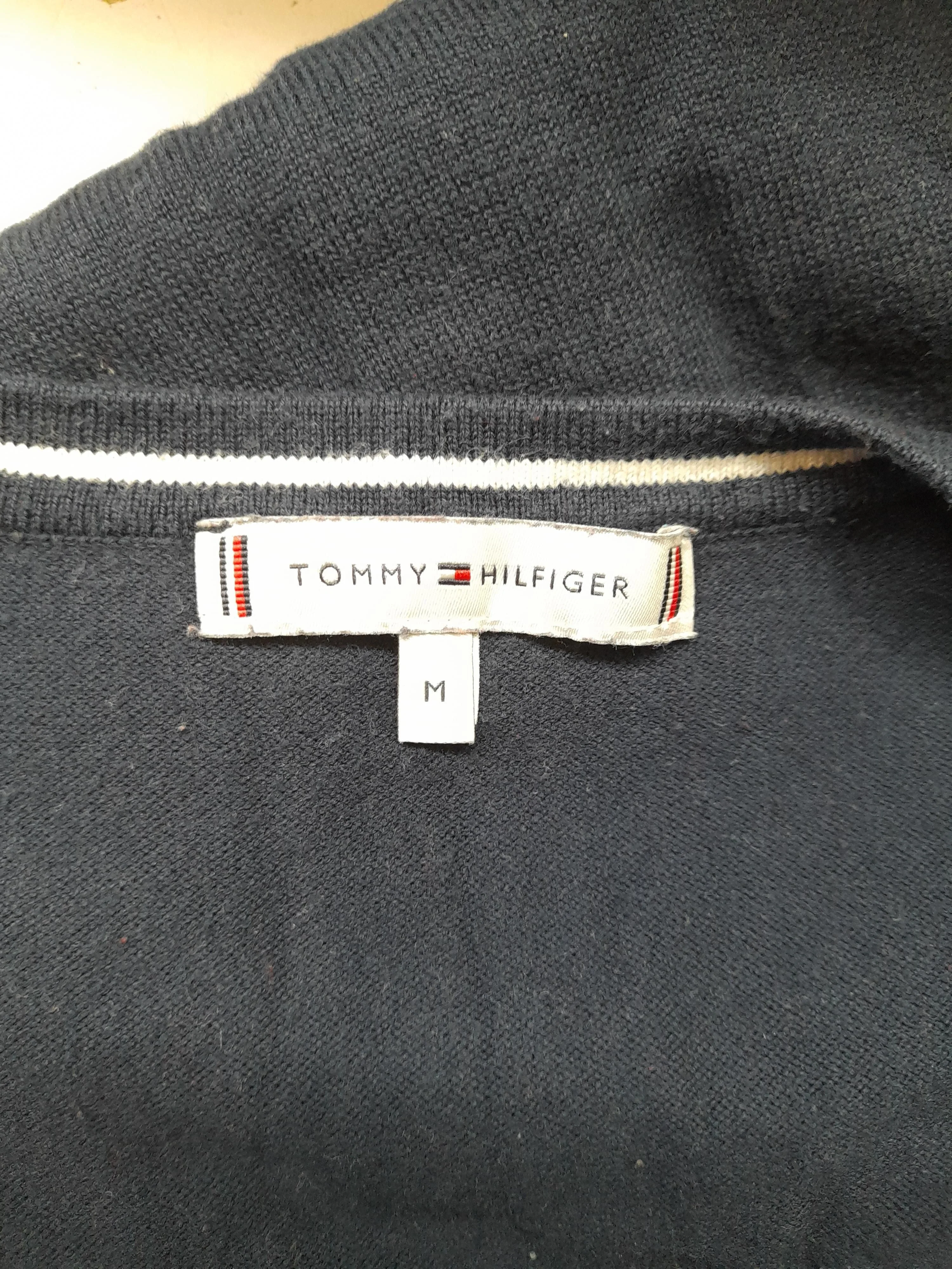 Tommy Hilfiger Women's Jumper M Blue Cotton with Nylon V-Neck Pullover - Image 6