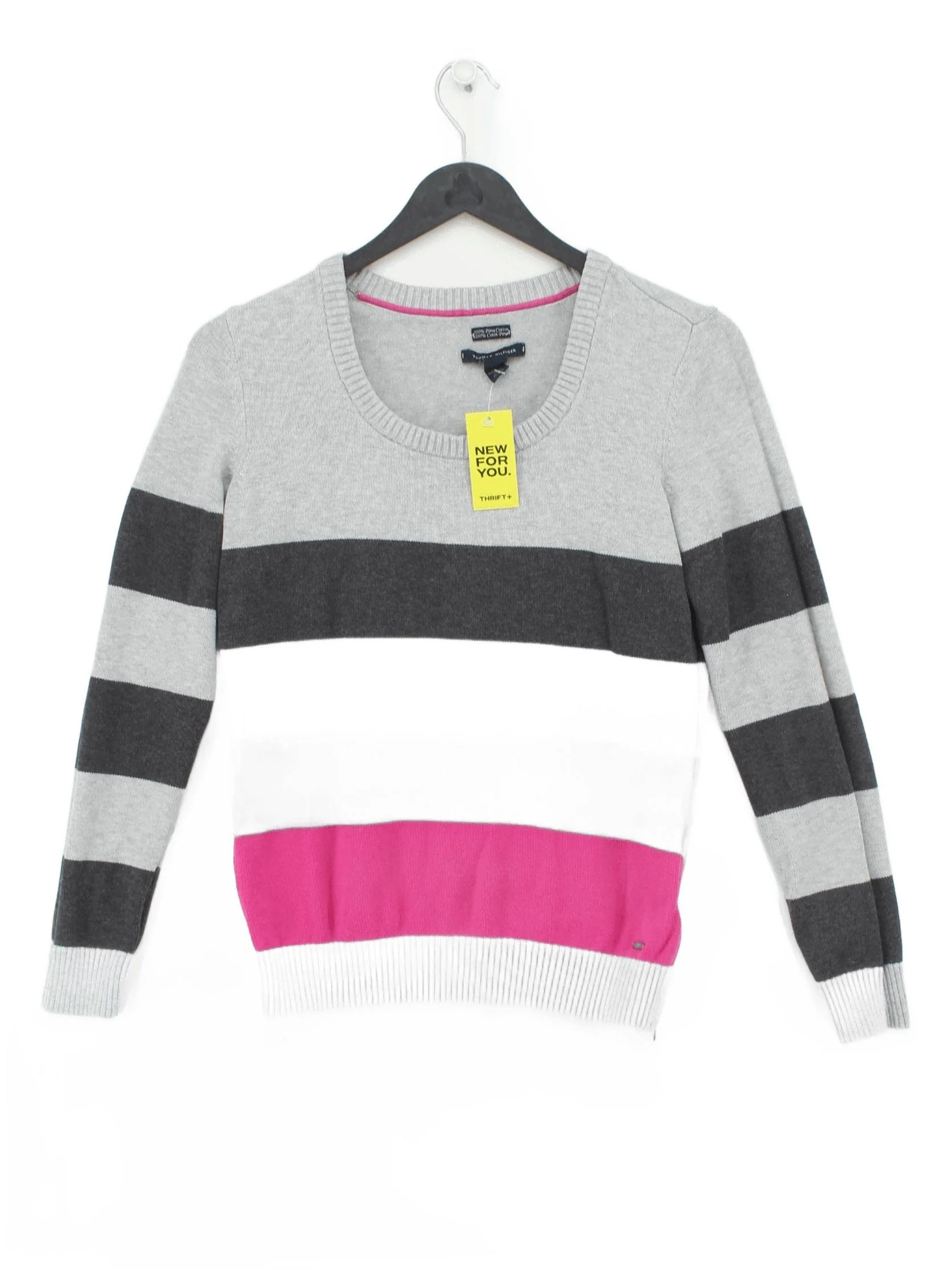Tommy Hilfiger Women's Jumper S Multi Striped 100% Cotton Crew Neck Pullover