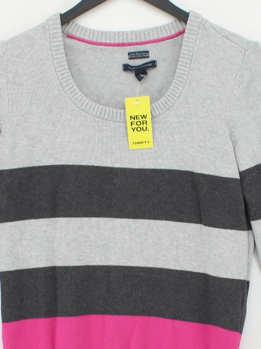 Tommy Hilfiger Women's Jumper S Multi Striped 100% Cotton Crew Neck Pullover - Image 3