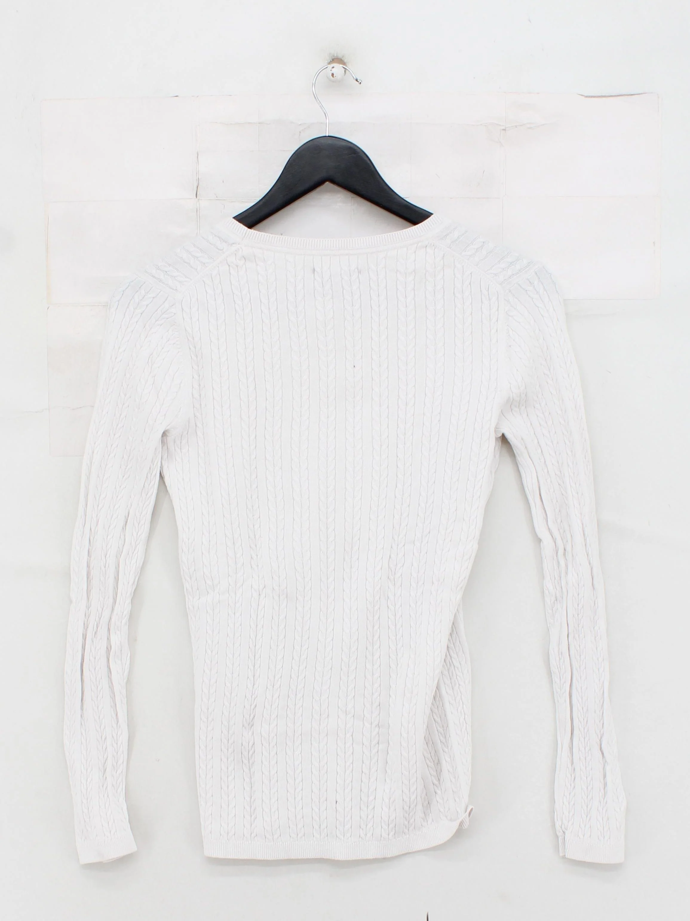 Tommy Hilfiger Women's Jumper S White 100% Other Crew Neck Pullover - Image 2