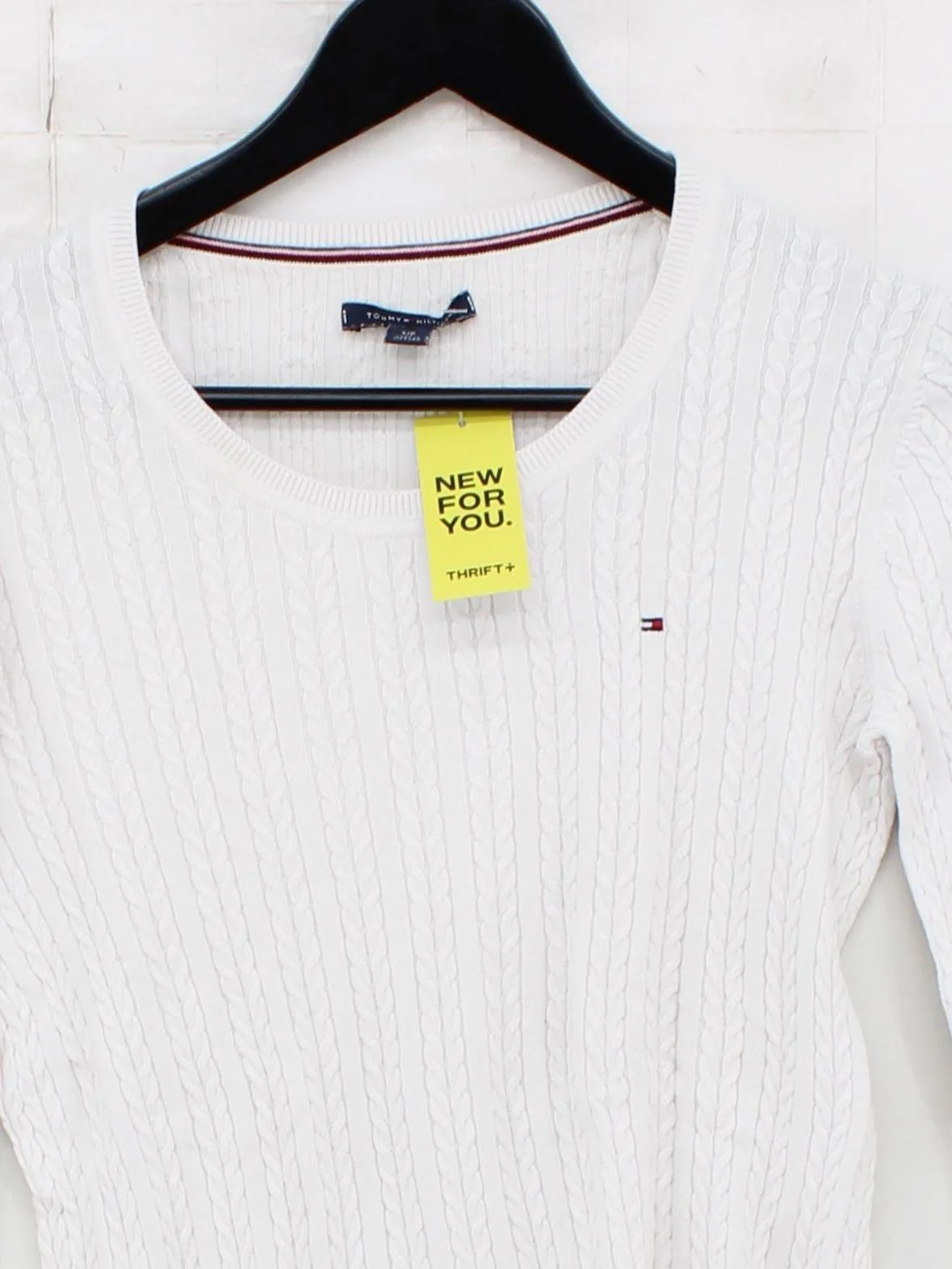 Tommy Hilfiger Women's Jumper S White 100% Other Crew Neck Pullover - Image 3