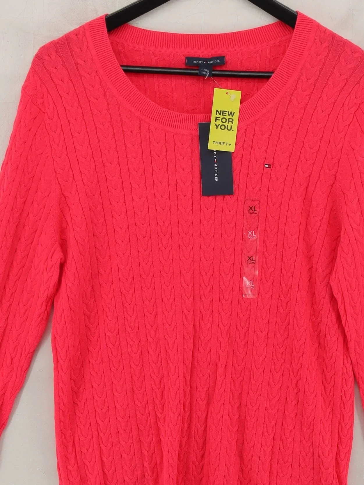 Tommy Hilfiger Women's Jumper XL Pink 100% Cotton Round Neck Pullover - Image 3