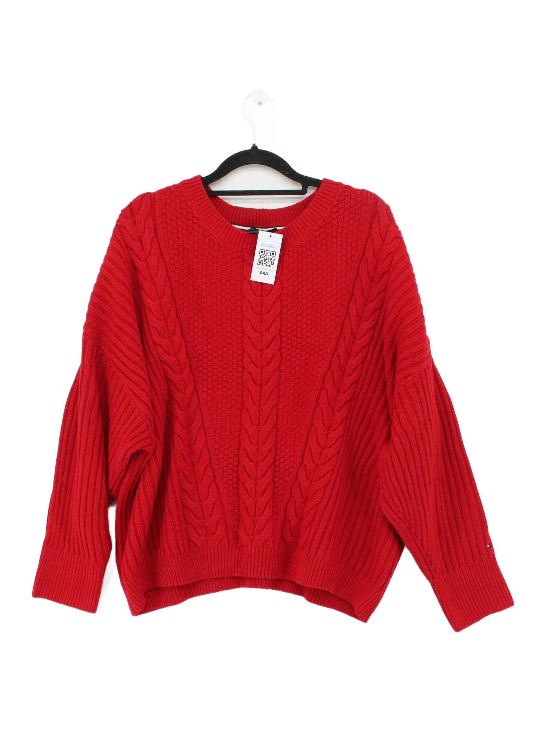 Tommy Hilfiger Women's Jumper XL Red 100% Acrylic Crew Neck Pullover