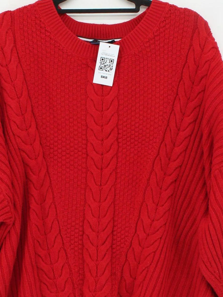 Tommy Hilfiger Women's Jumper XL Red 100% Acrylic Crew Neck Pullover - Image 3