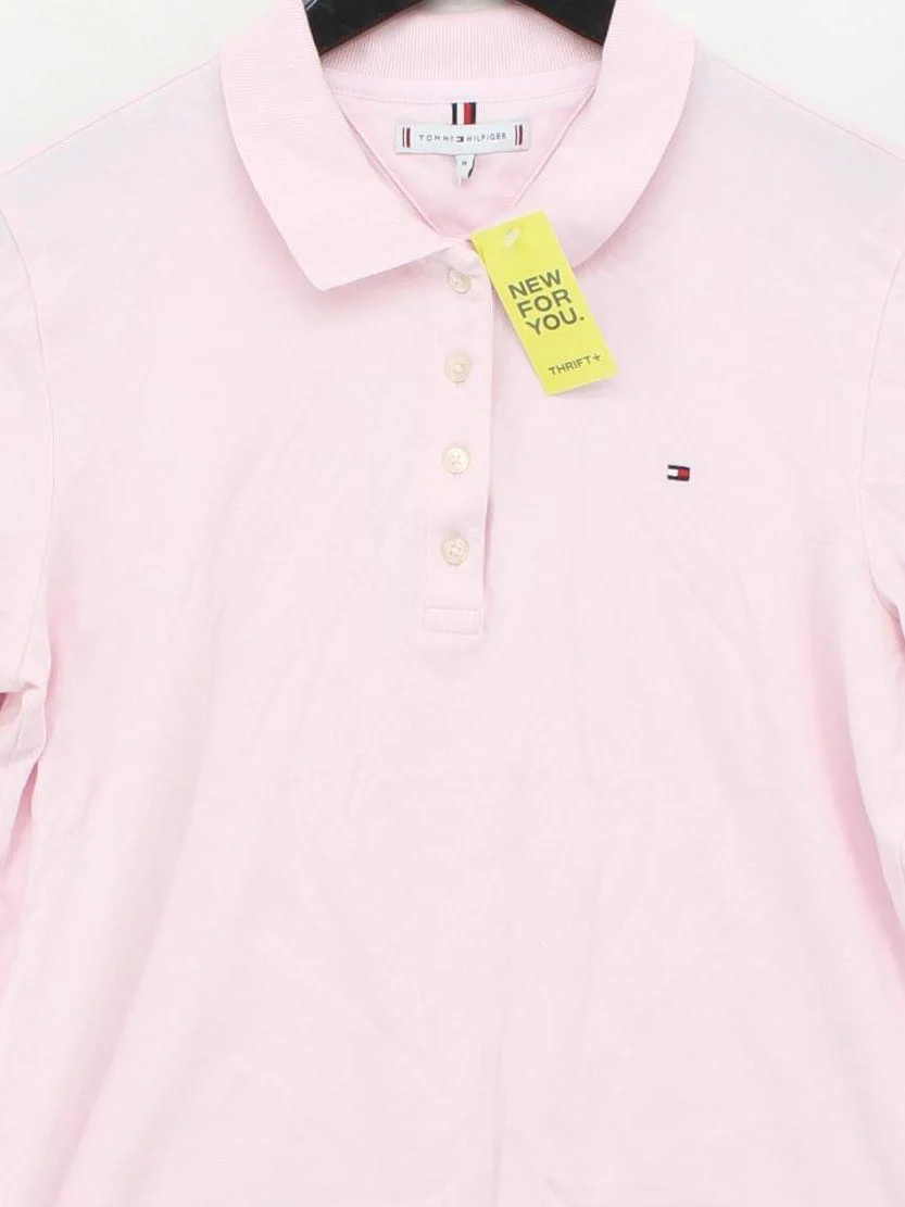 Tommy Hilfiger Women's Polo M Pink Cotton with Elastane Basic - Image 3