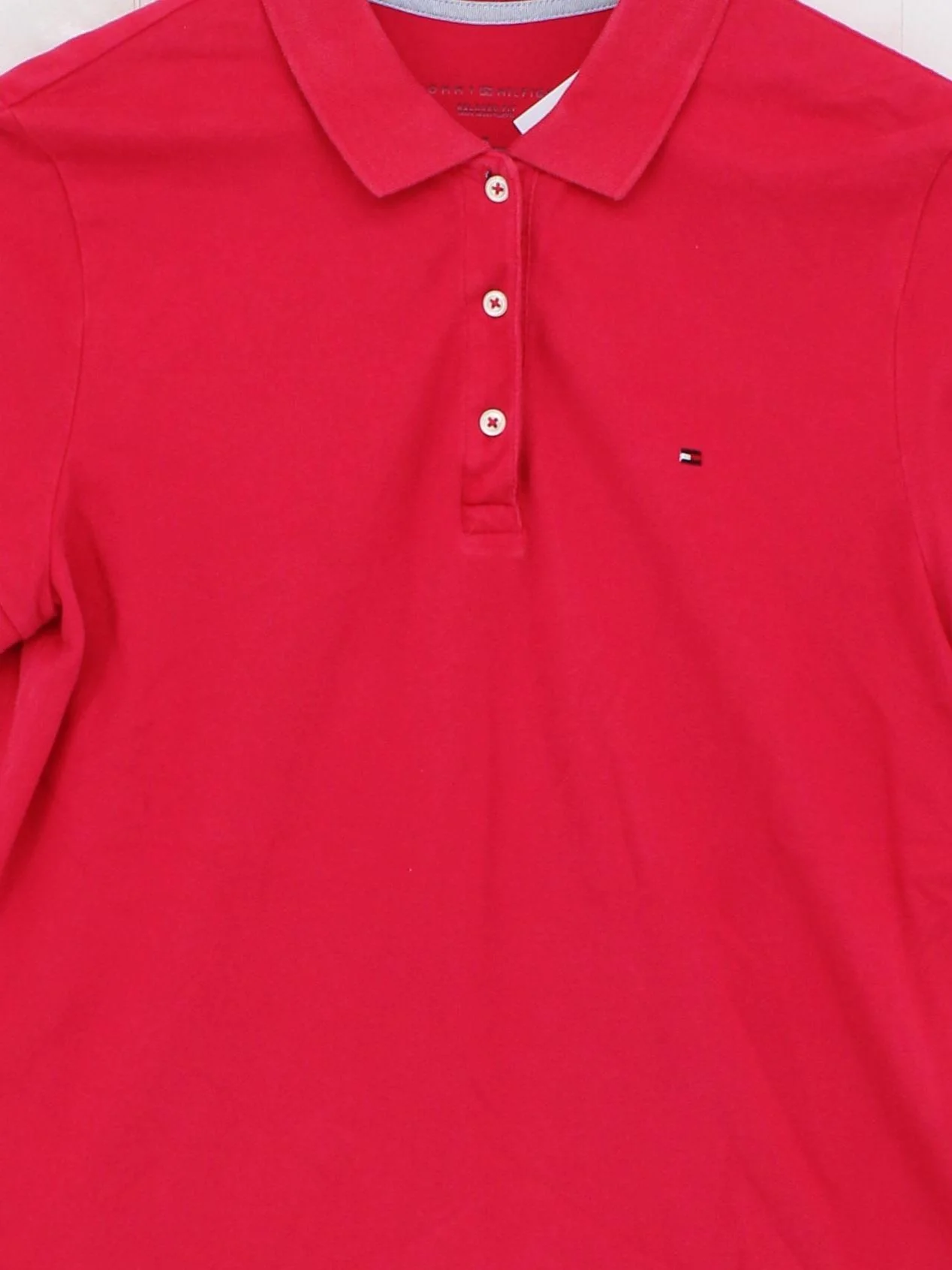 Tommy Hilfiger Women's Polo M Red Cotton with Elastane Basic - Image 3