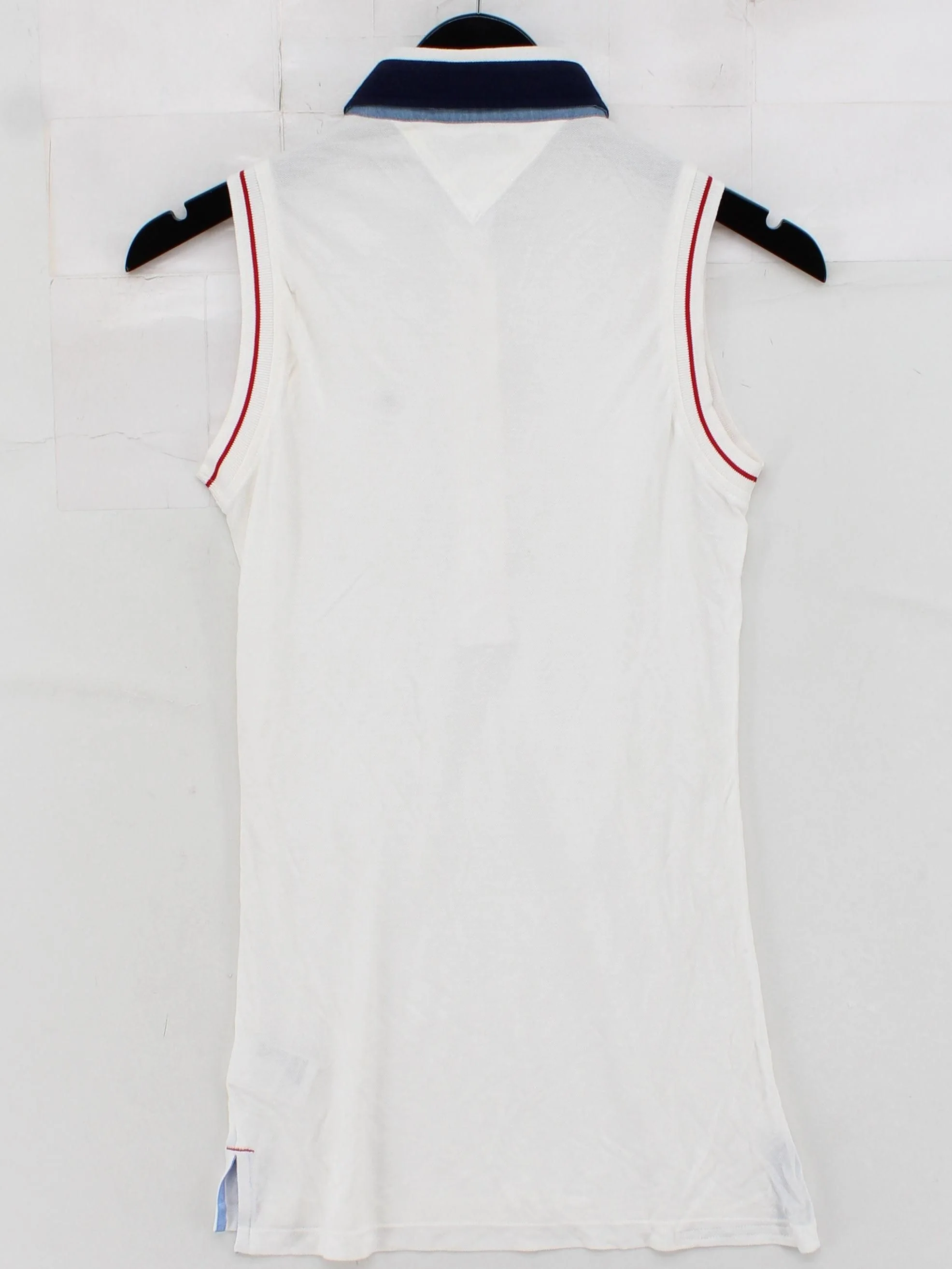 Tommy Hilfiger Women's Polo M White 100% Viscose Sleeveless Collared Basic - Image 2