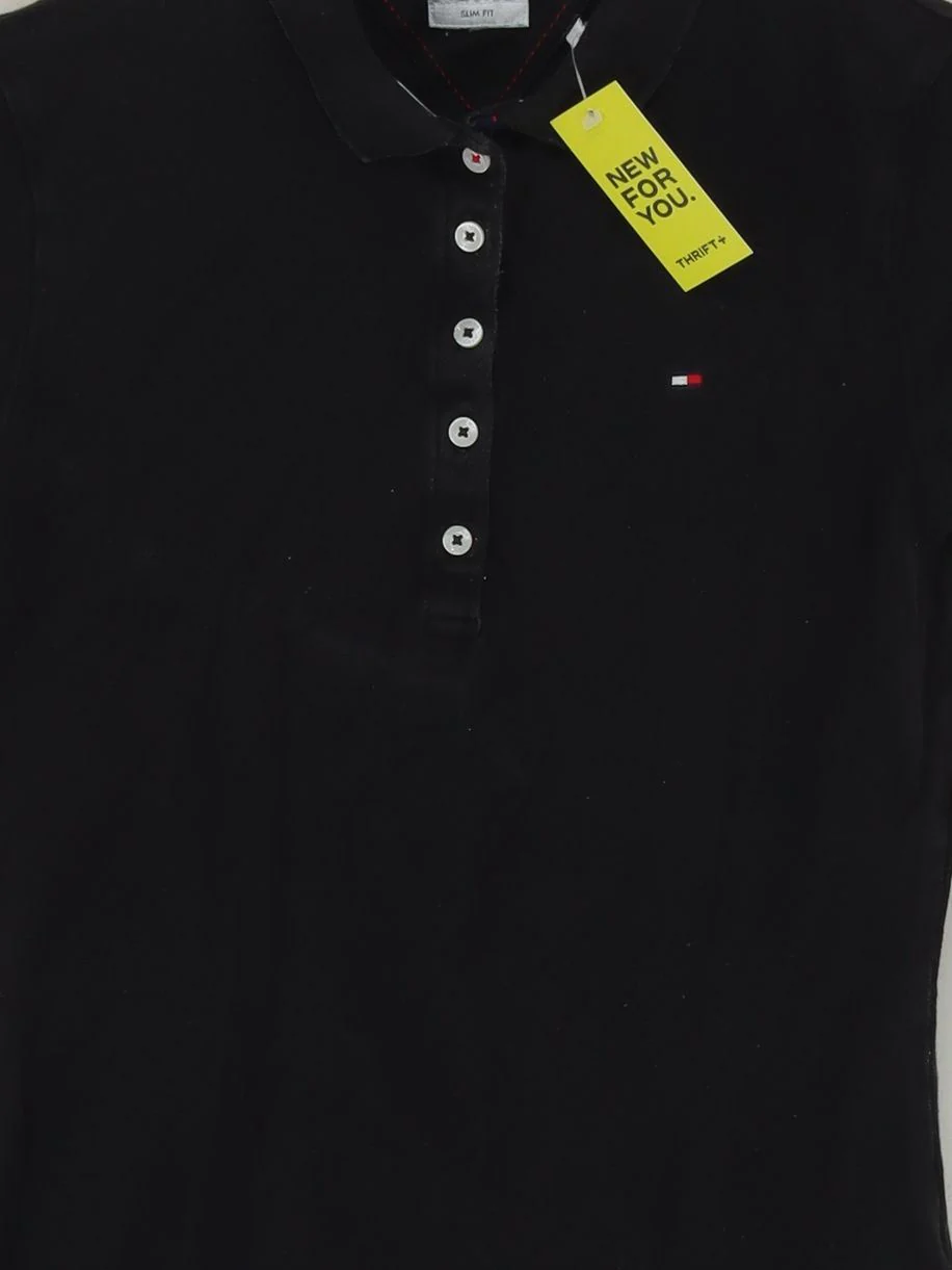 Tommy Hilfiger Women's Polo S Black Cotton with Elastane Basic - Image 3
