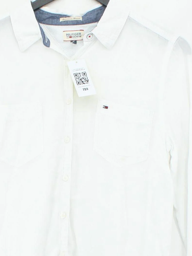 Tommy Hilfiger Women's Shirt S White Viscose with Cotton Basic - Image 3