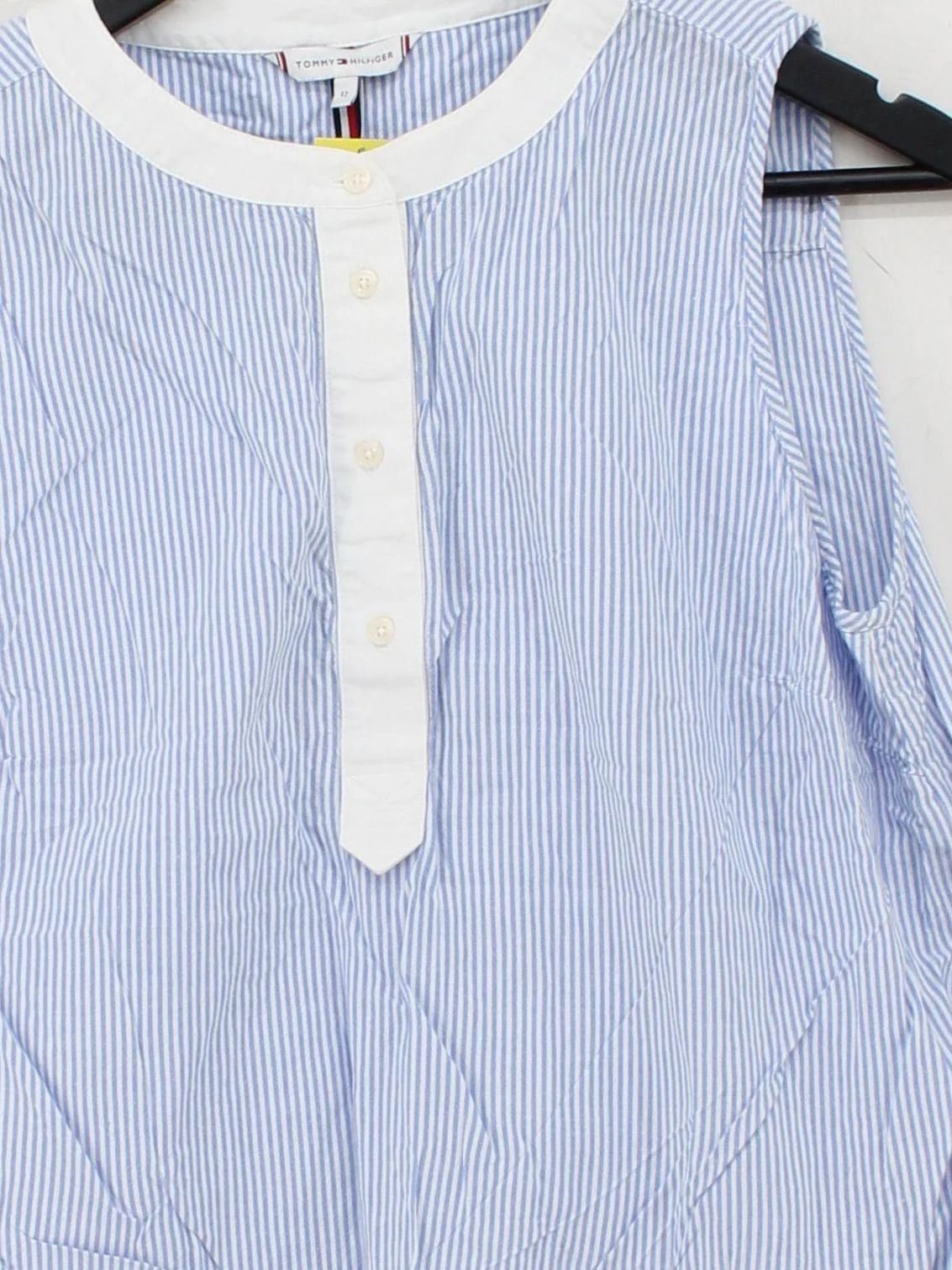 Tommy Hilfiger Women's Top UK 12 Blue 100% Cotton Basic - Image 3