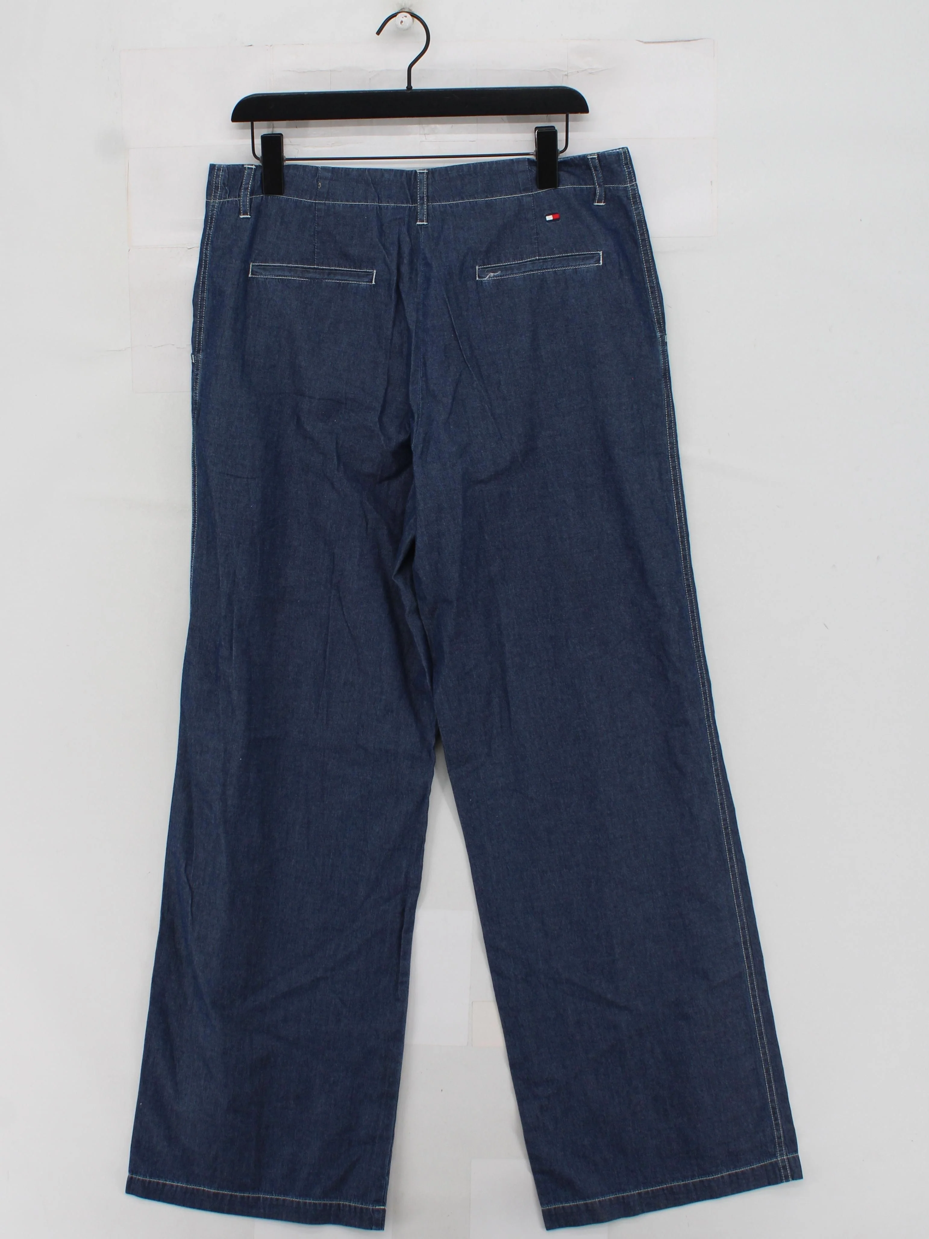 Tommy Hilfiger Women's Trousers UK 12 Blue 100% Cotton Wide-Leg Chino - Image 2