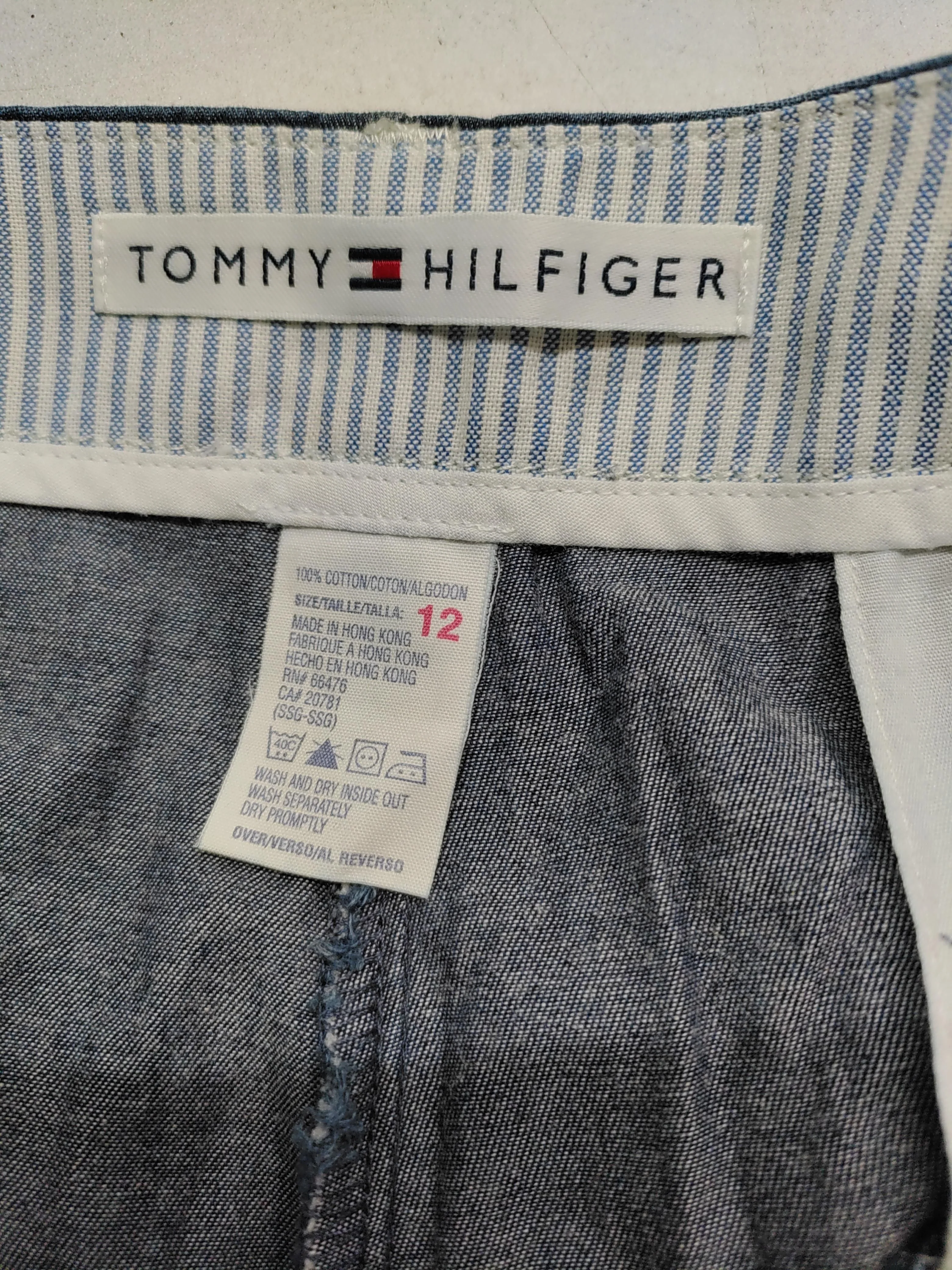 Tommy Hilfiger Women's Trousers UK 12 Blue 100% Cotton Wide-Leg Chino - Image 6