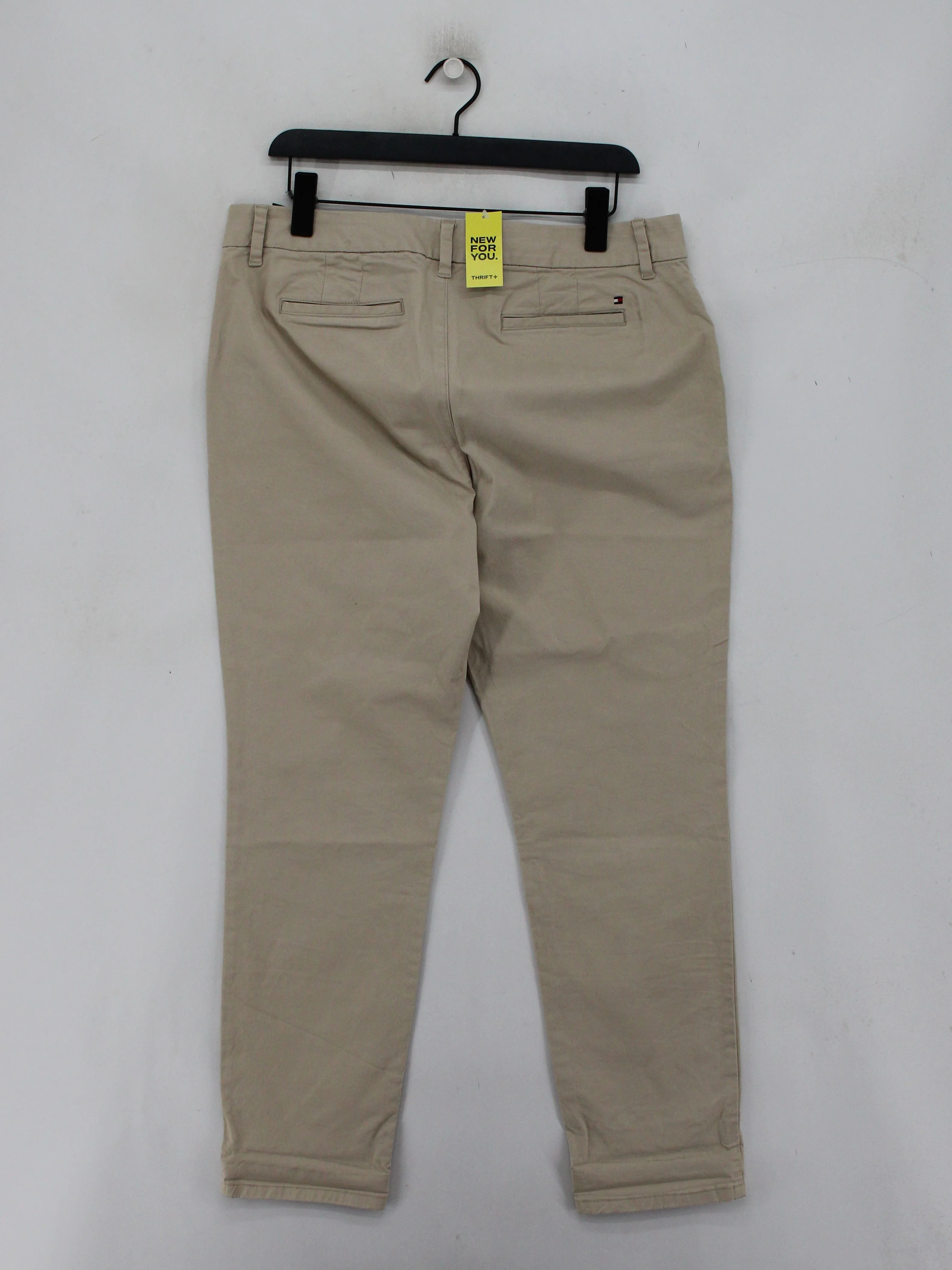 Tommy Hilfiger Women's Trousers UK 12 Cream Cotton with Elastane Tapered Chino - Image 2