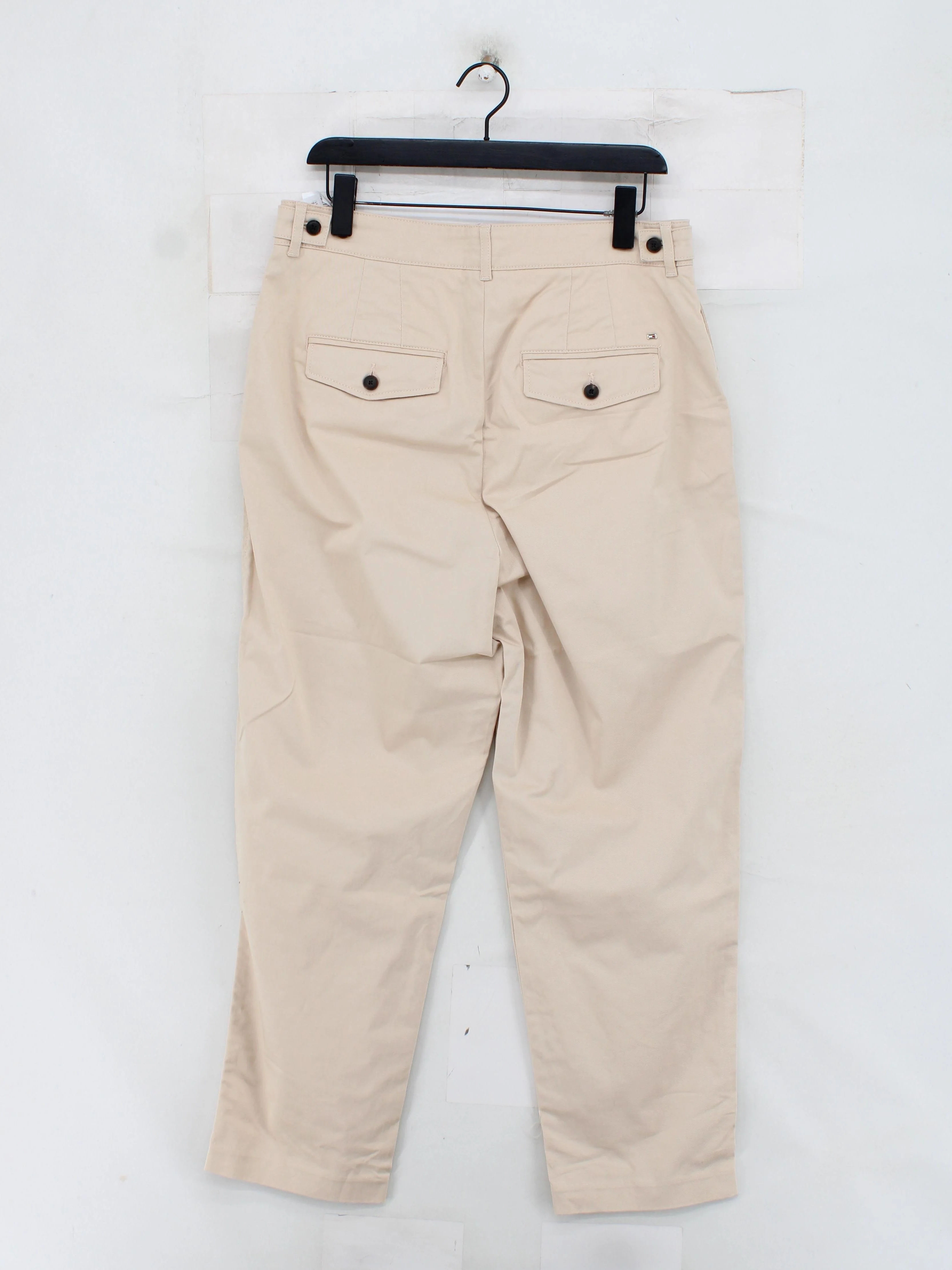 Tommy Hilfiger Women's Trousers UK 14 Cream Cotton with Elastane Tapered Chino - Image 2