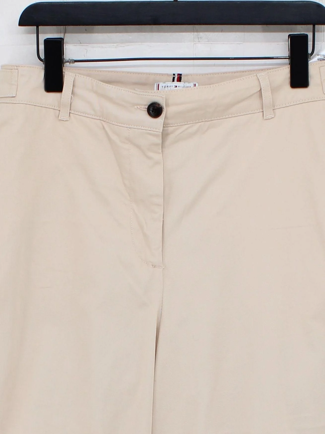 Tommy Hilfiger Women's Trousers UK 14 Cream Cotton with Elastane Tapered Chino - Image 3