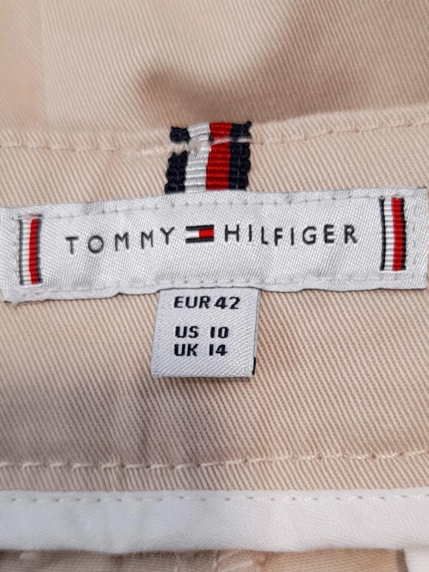 Tommy Hilfiger Women's Trousers UK 14 Cream Cotton with Elastane Tapered Chino - Image 5