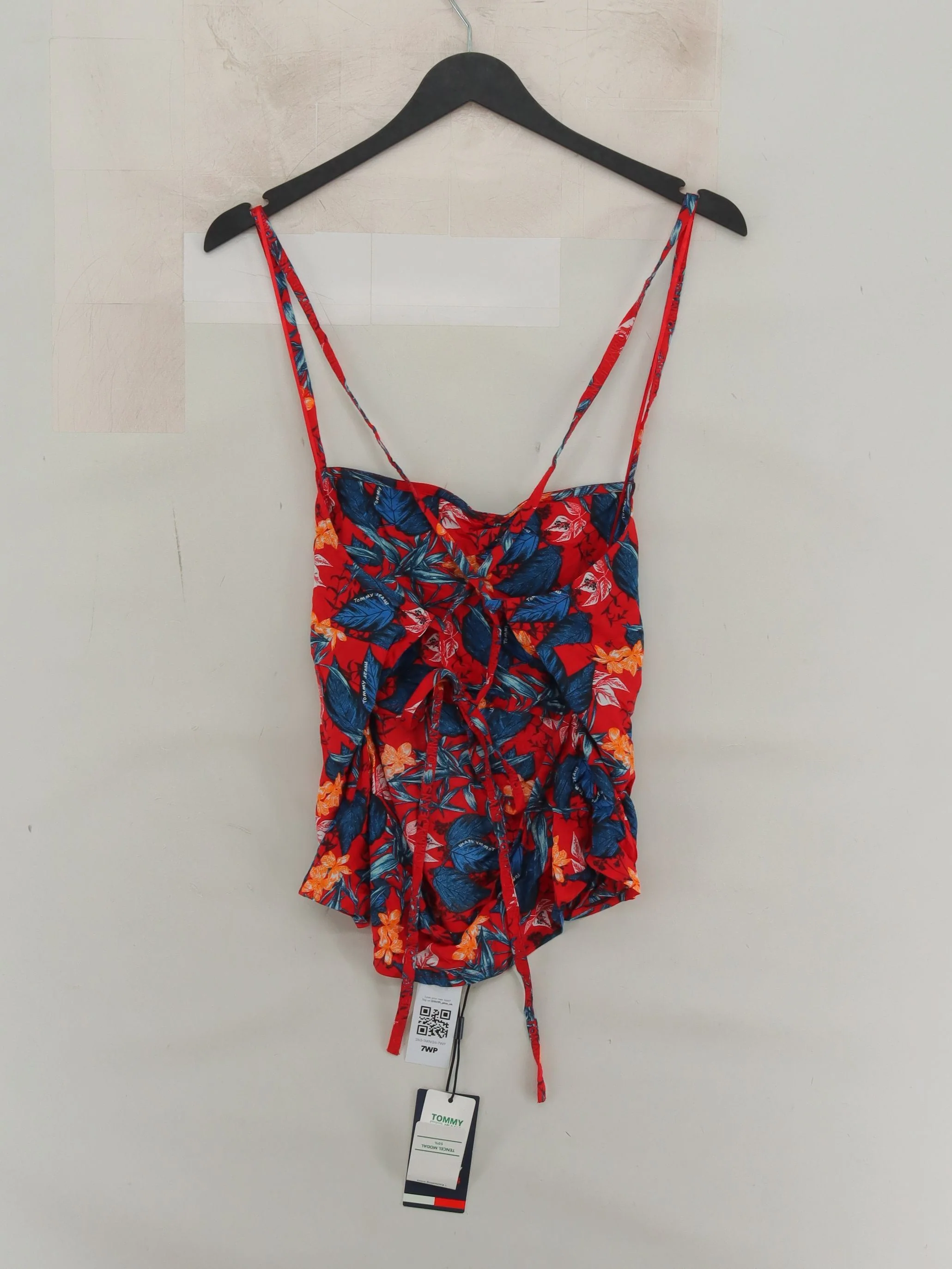 Tommy Jeans high leg halter neck one-piece swimsuit in red - Image 2