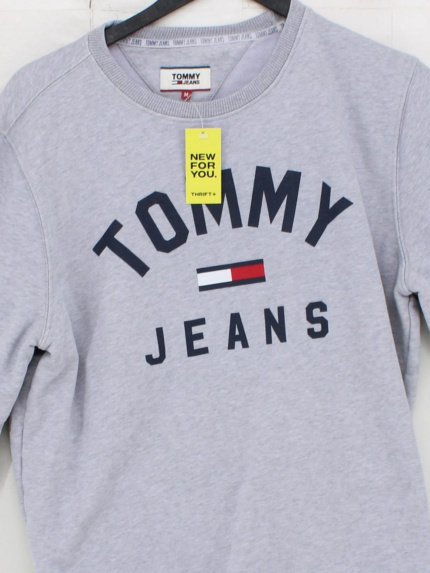 Tommy Jeans Men's Hoodie M Grey Graphic Cotton with Polyester Pullover - Image 3