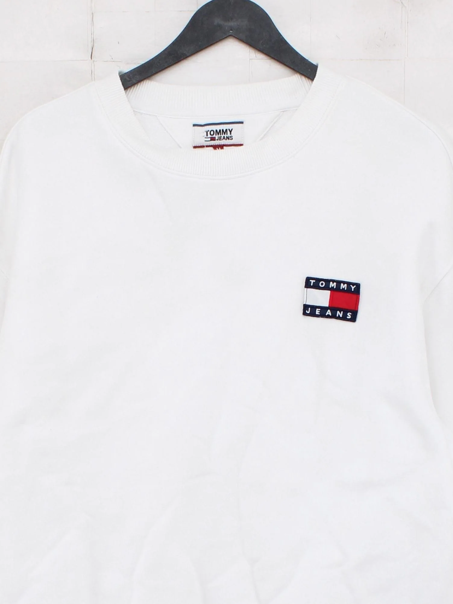 Tommy Jeans Men's Hoodie M White Graphic 100% Cotton Pullover - Image 3